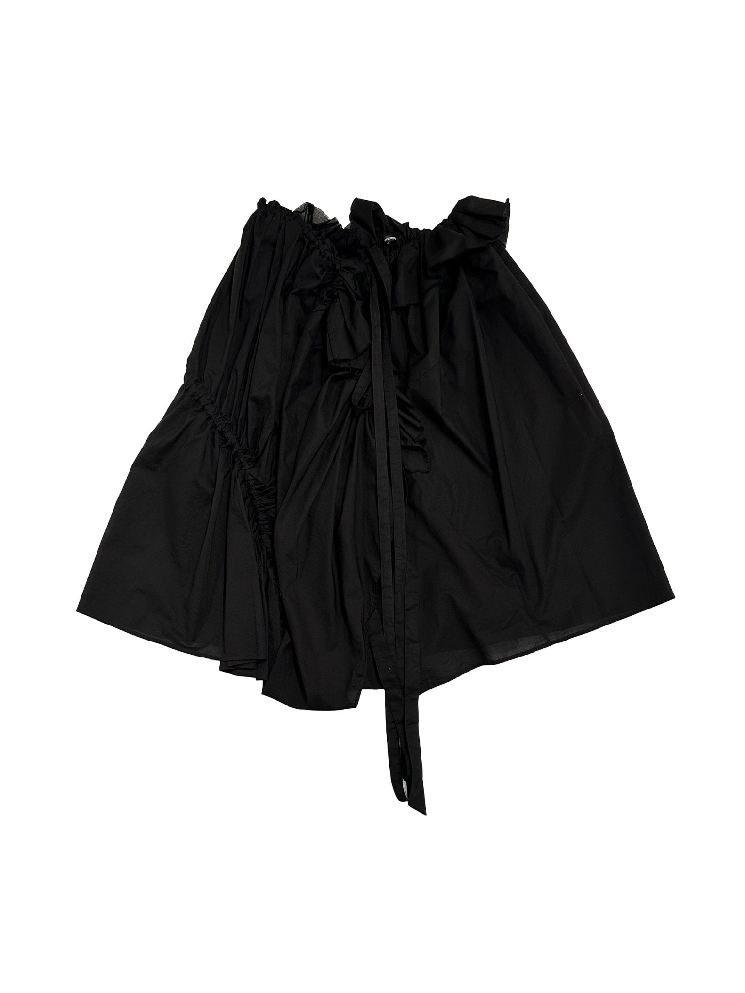 ANN DEMEULEMEESTER - Maike Midi Ruffled Skirt With Drawstrings Light Co - AW25 - BLACK