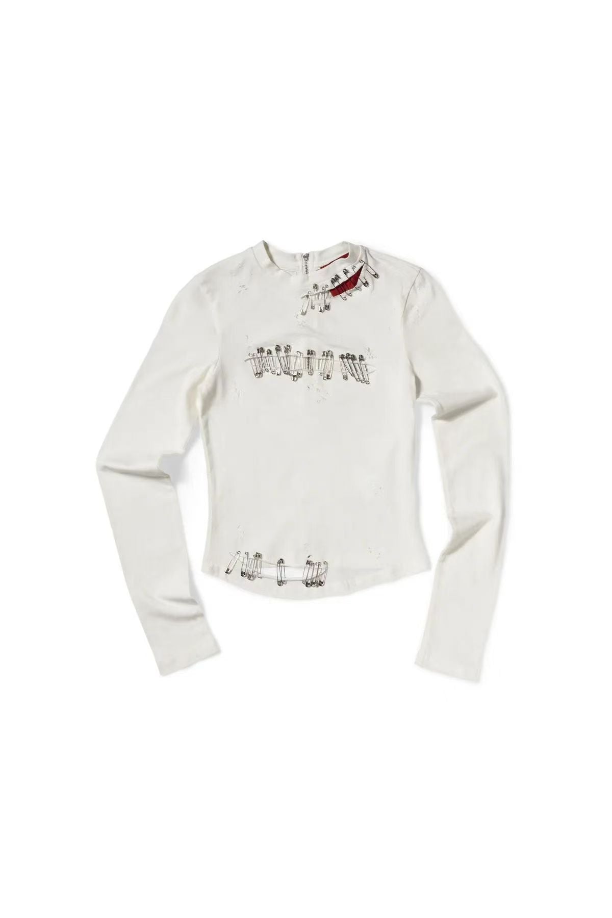 Dilara Findikoglu - Safety Pin Longsleeve T-Shirt - AW25 - WHITE