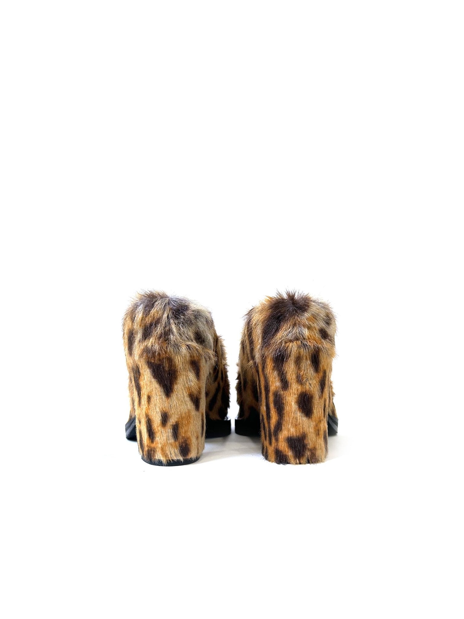 MARTINE ROSE - Champagne Cap Square Toe Heel - AW25 - BROWN CHEETAH