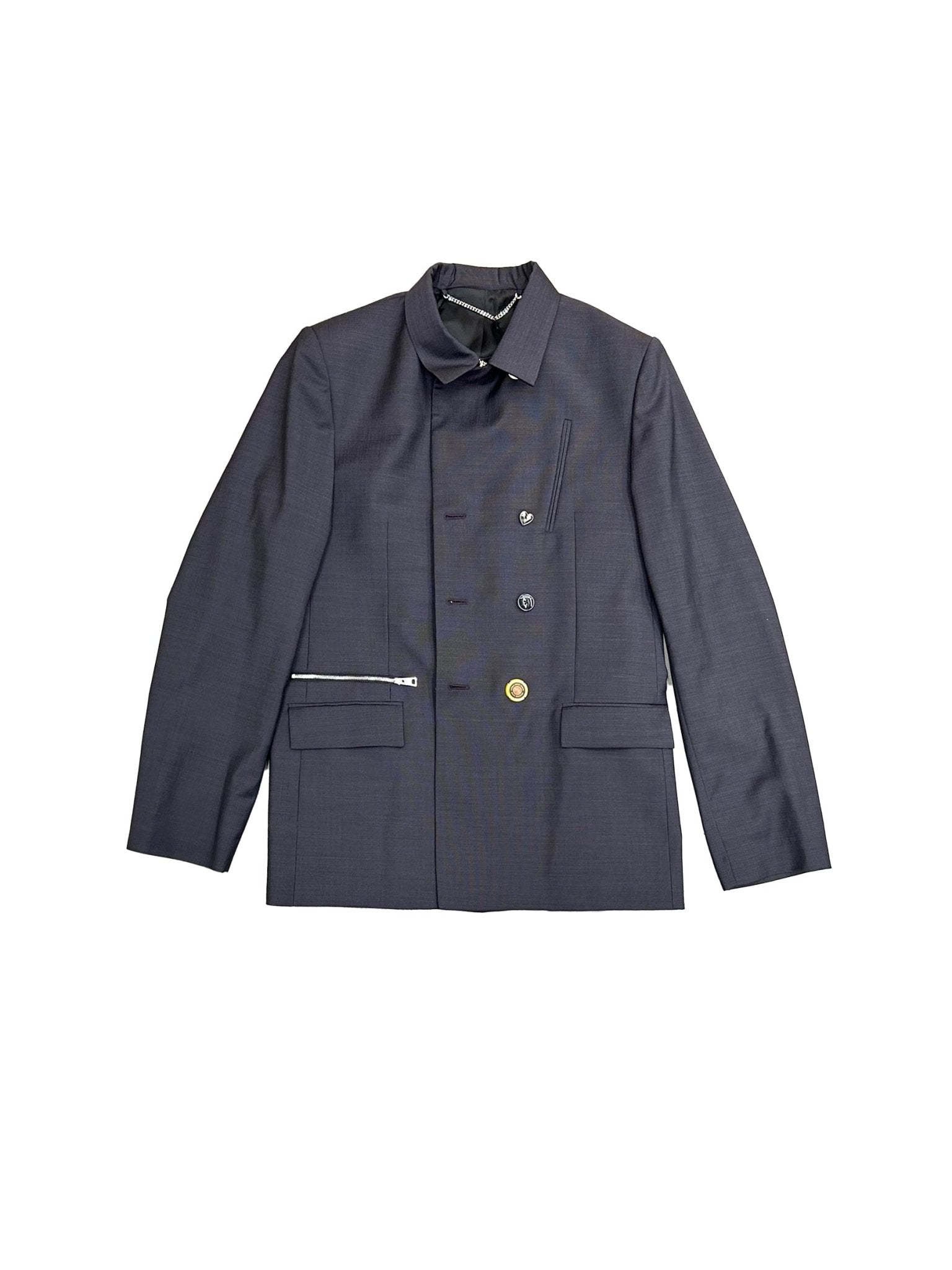 MARTINE ROSE - Double Breasted Zip Jacket - AW25 - BLACK - PURPLE