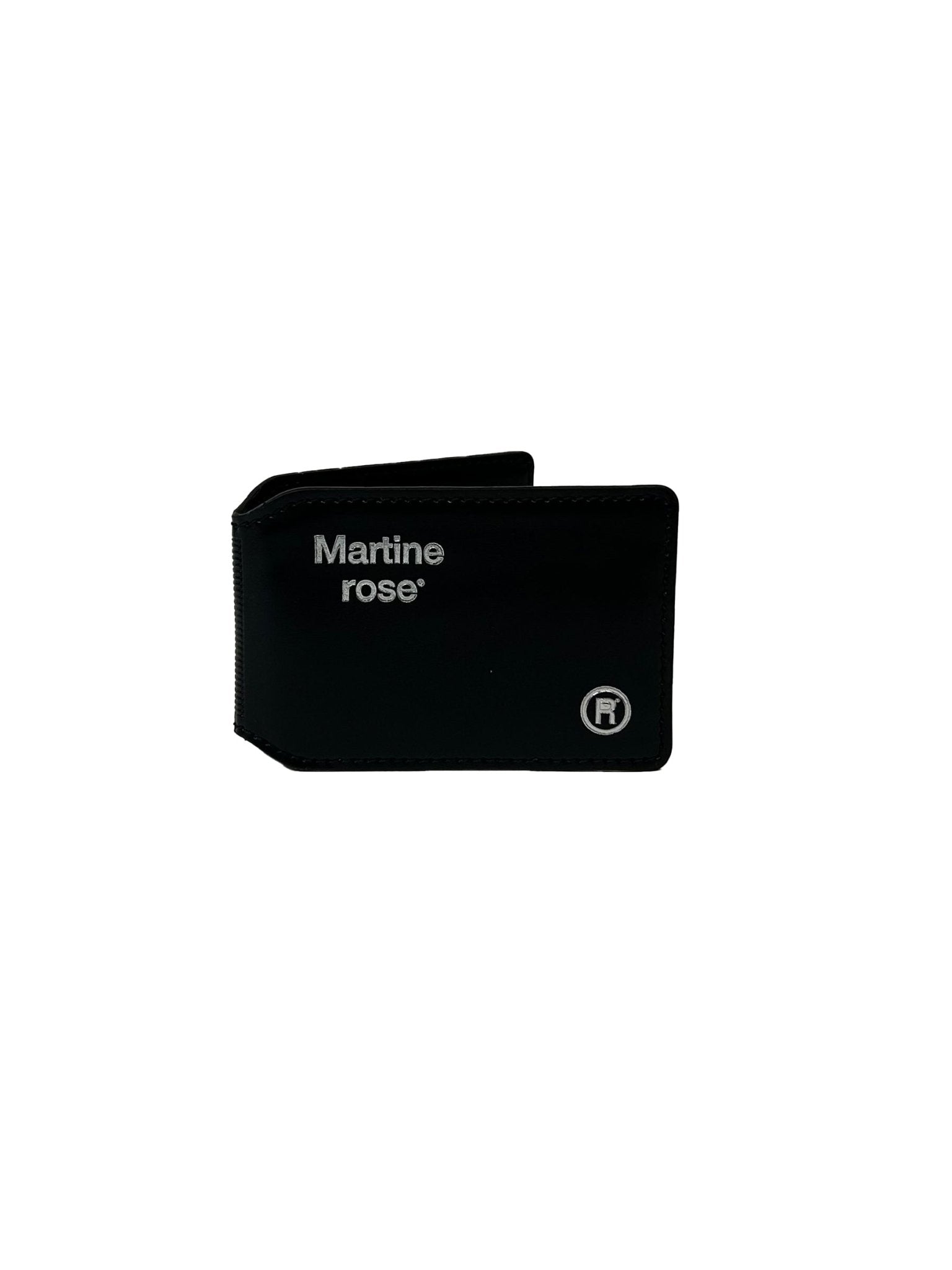 MARTINE ROSE - Logo - Foil Embossed Leather Card Holder - AW25 - BLACK