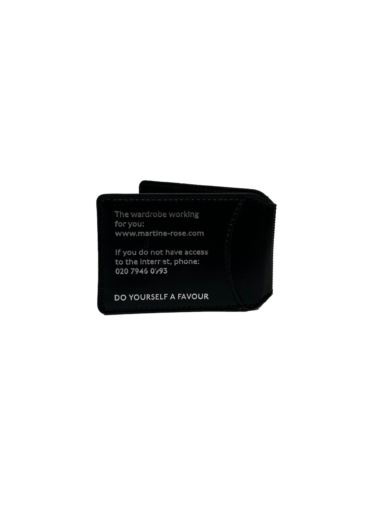 MARTINE ROSE - Logo - Foil Embossed Leather Card Holder - AW25 - BLACK