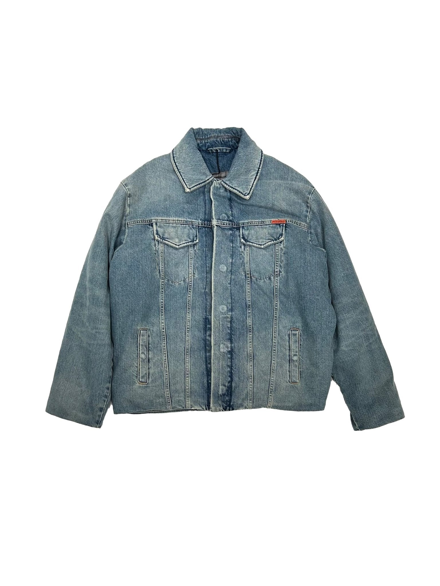 MARTINE ROSE - Padded Denim Jacket - AW25 - BLUE PATCHWORK WASH