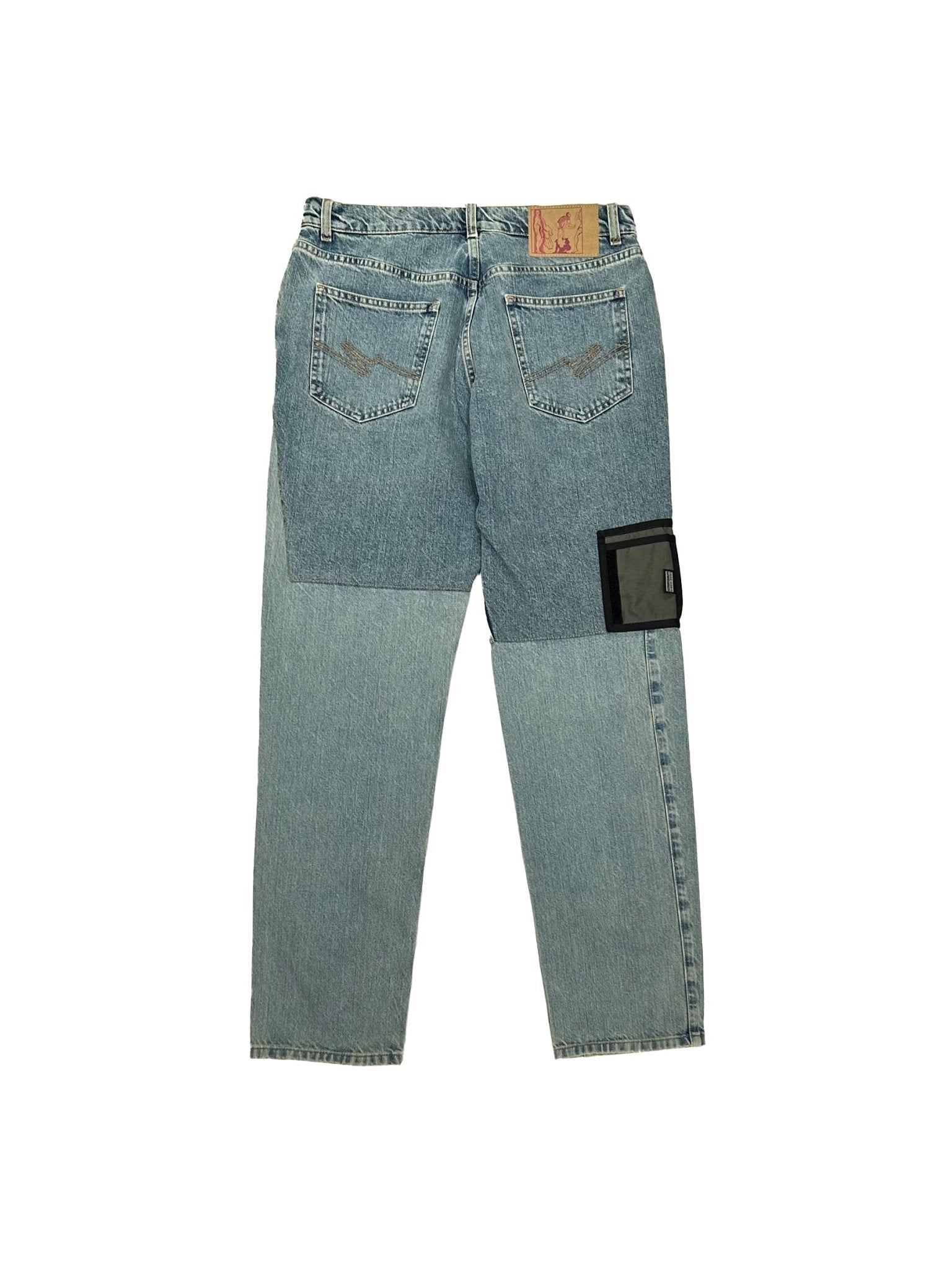 MARTINE ROSE - Wallet Jean - AW25 - BLUE PATCHWORK WASH