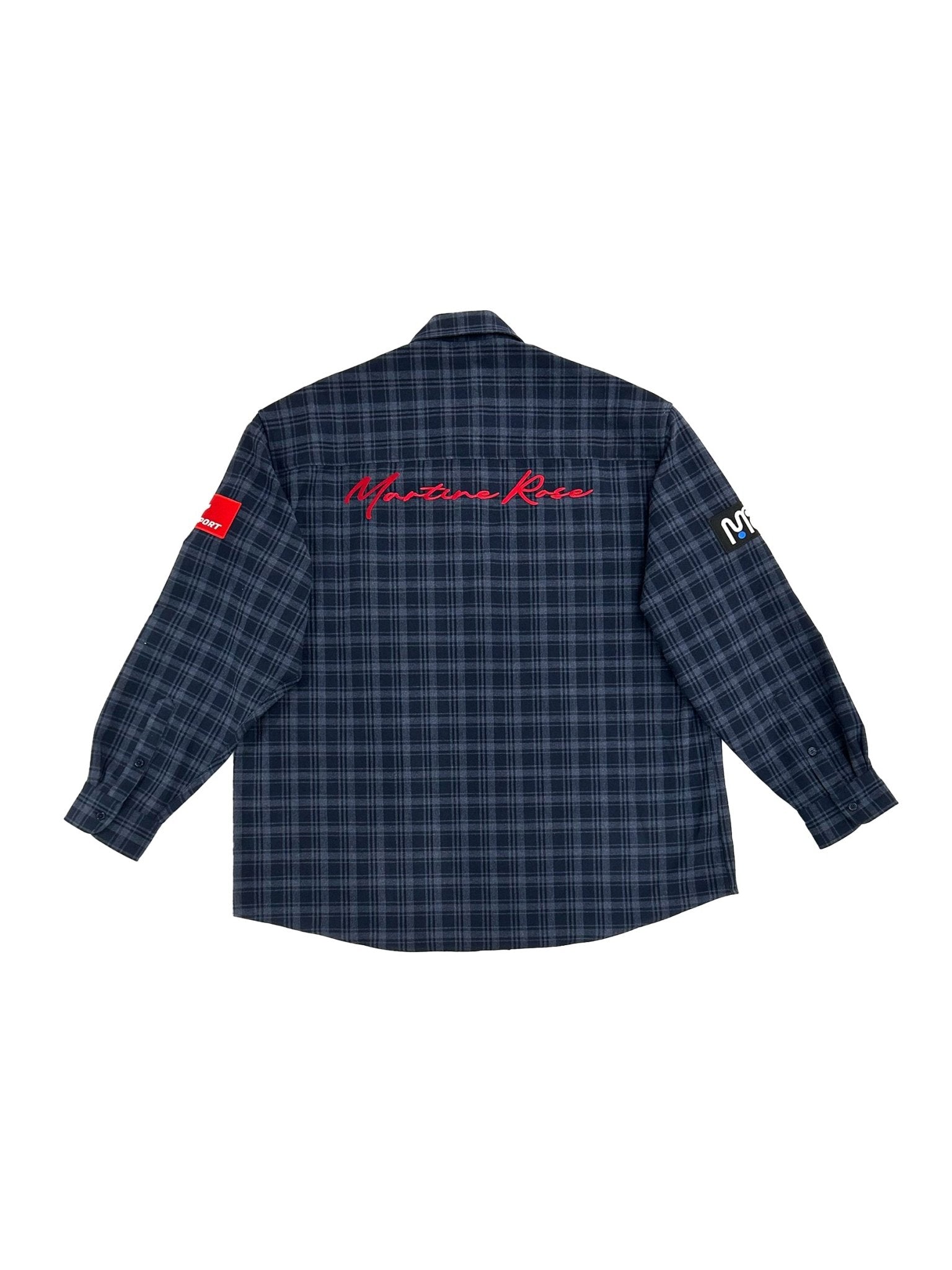 MARTINE ROSE - Wallet Shirt - AW25 - BLUE NAVY CHECK