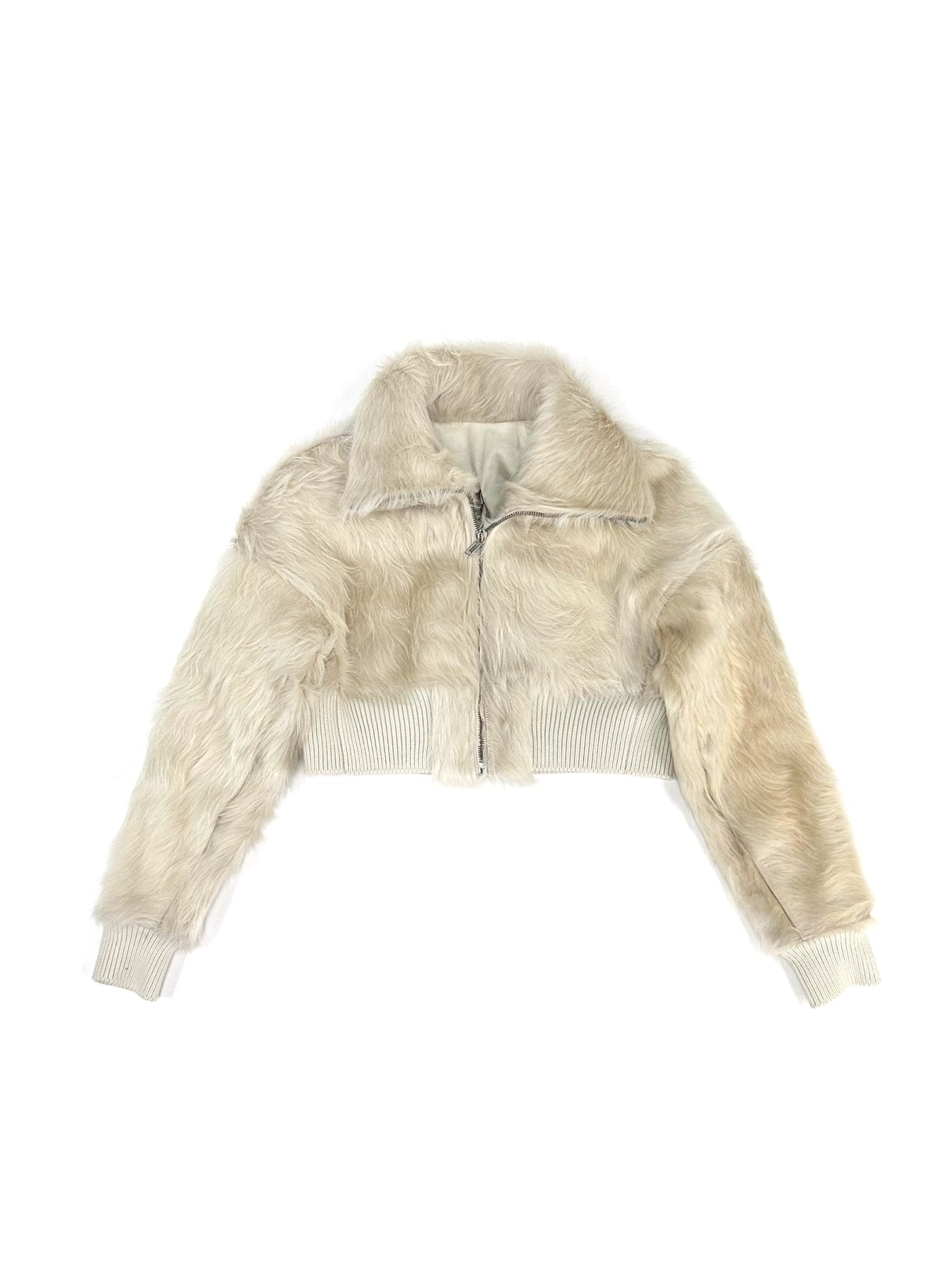 RICK OWENS - Real Fur Padded Bomber - Dracucollar Cropped - AW25 - 11 MILK