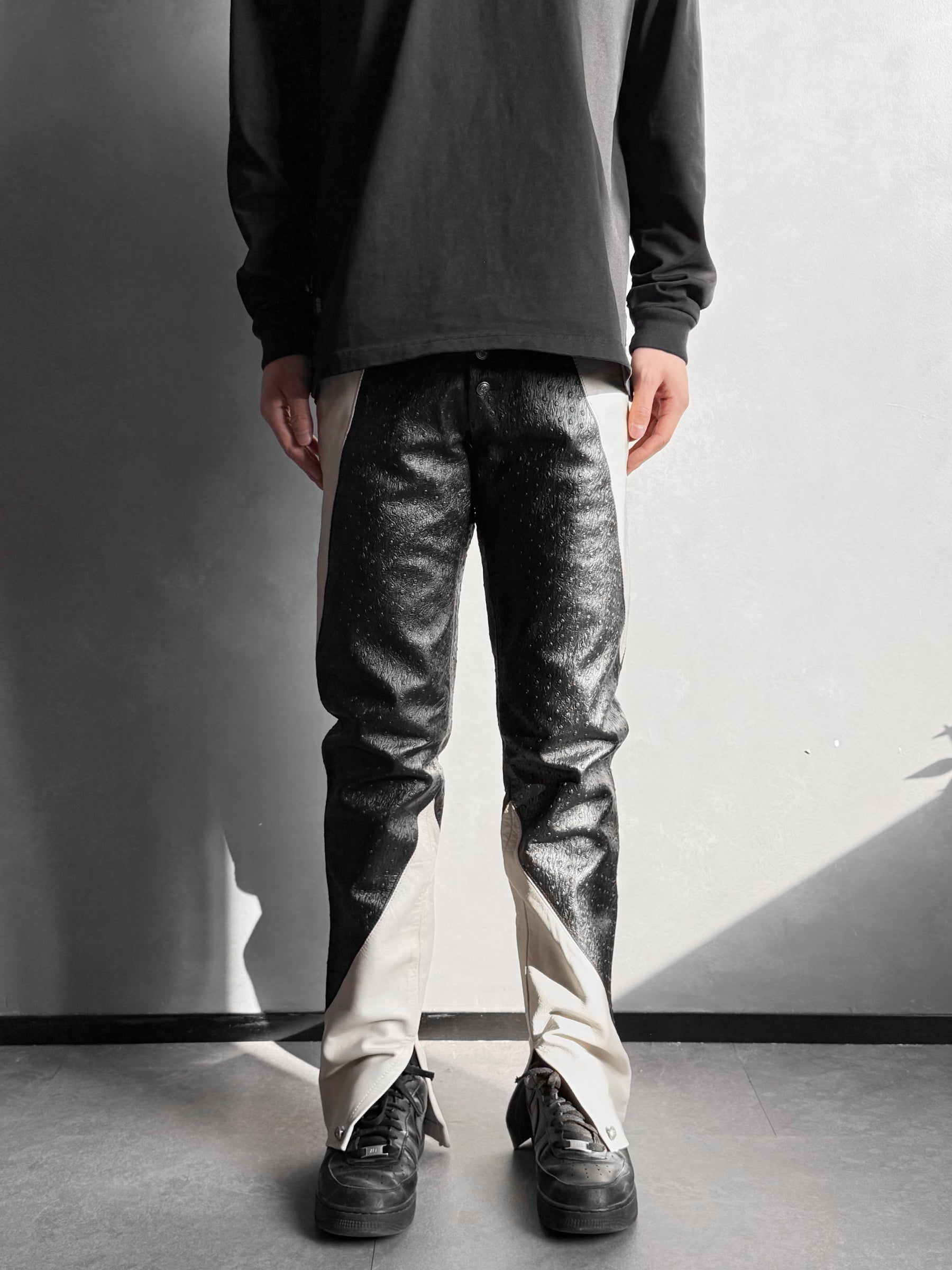 BILL PICKET Black Cream Ostrich Trousers - MACHINE-A