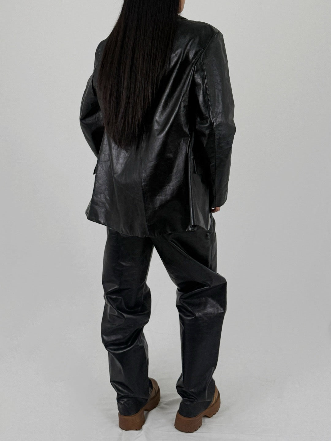 LOUIS GABRIEL NOUCHI - Classic Fit Blazer Jacket In Leather - SS25 - RIDER BLACK