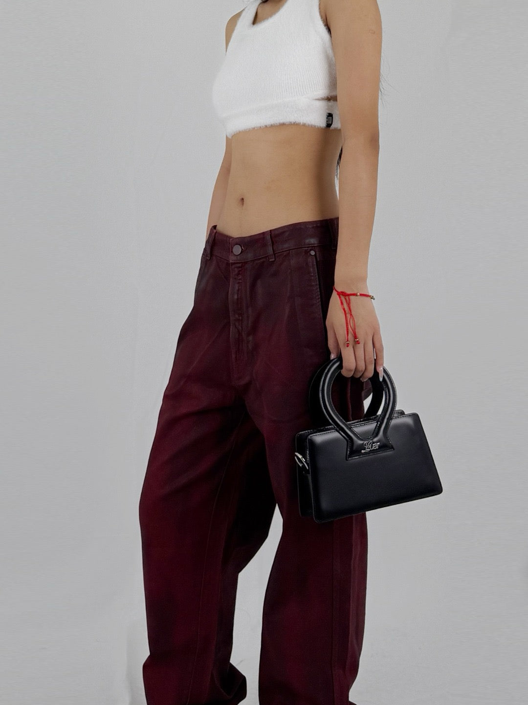 LOUIS GABRIEL NOUCHI - Straight-Leg Denim Trousers - SS25 - DARK RED GLOSSY