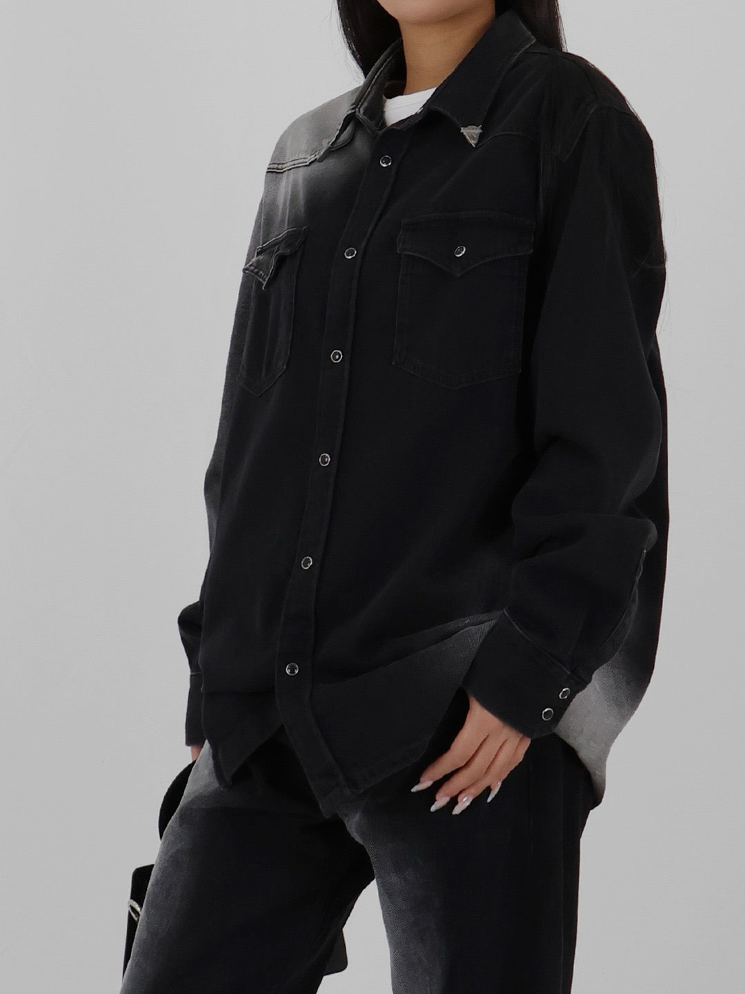 MM6 - Long-Sleeve Shirt - AW25 - Black