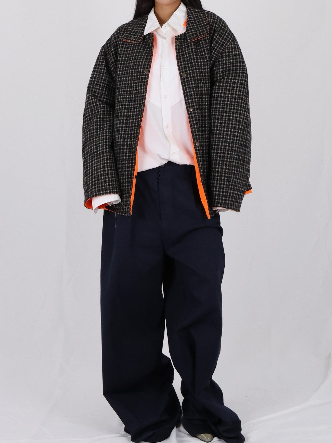 MAISON MARGIELA - Sports Jacket - AW25 - Orange Fluo/Black Check