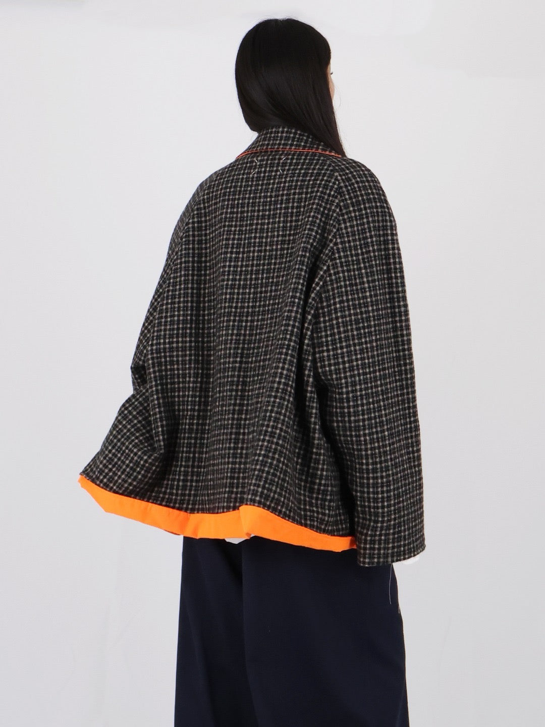 MAISON MARGIELA - Sports Jacket - AW25 - Orange Fluo/Black Check