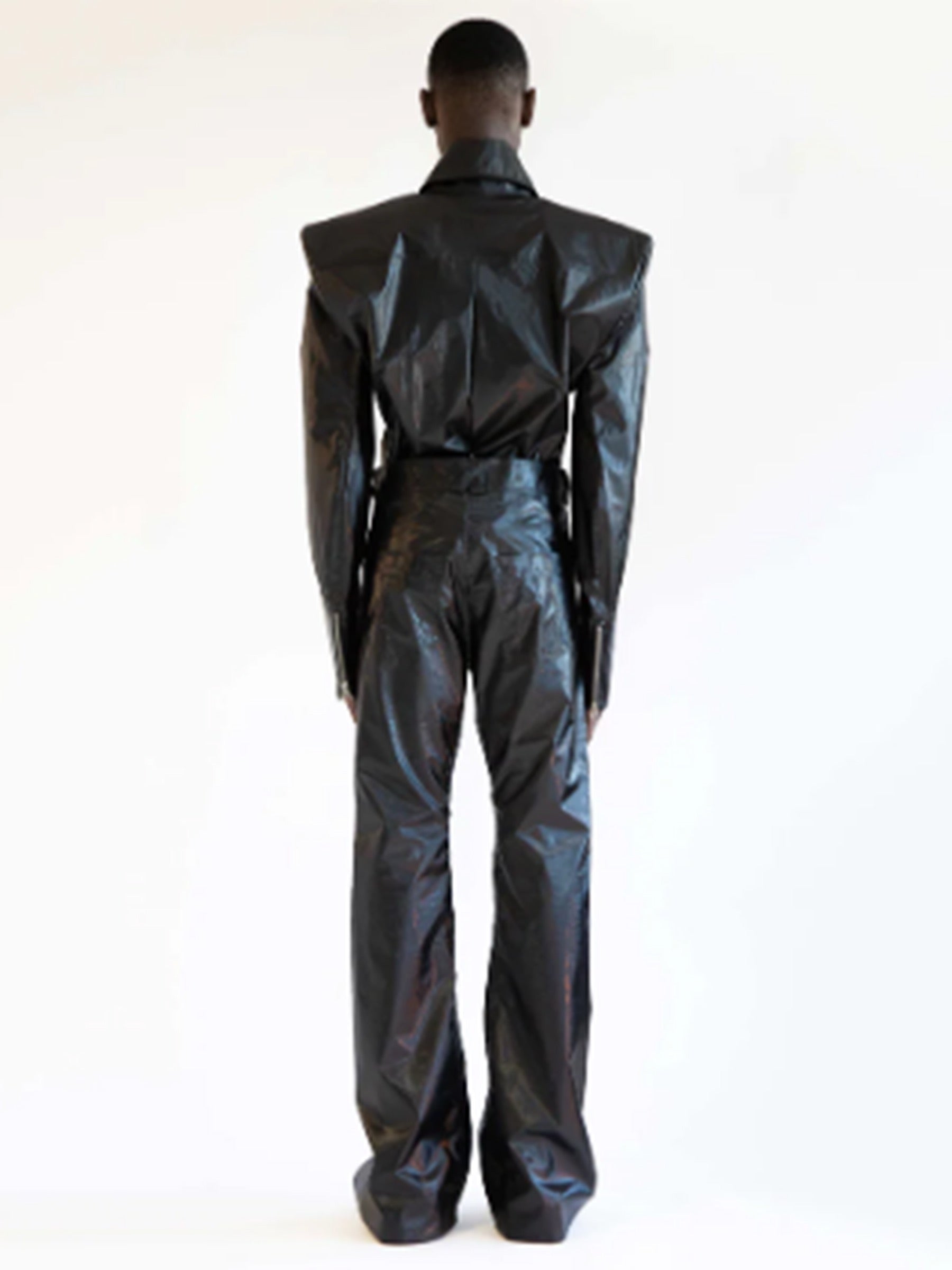 MAXIMILIAN RAYNOR - The Liquid Trousers - SS25 The Liquid Trousers Black coated cotton wet-look