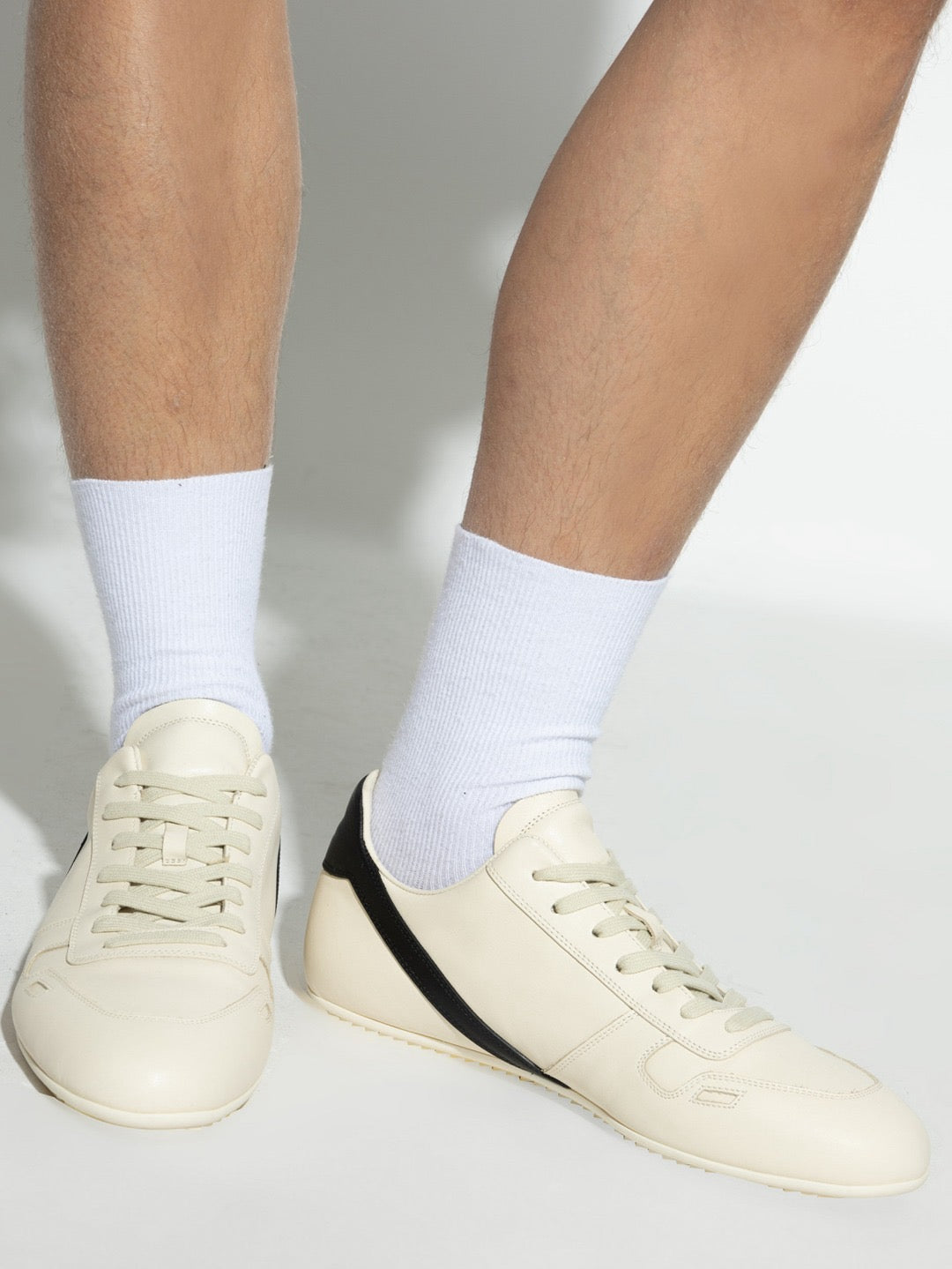 RICK OWENS - Leather Shoes - Minimal Sneak - AW25 - 1191 MILK/BLACK/MILK