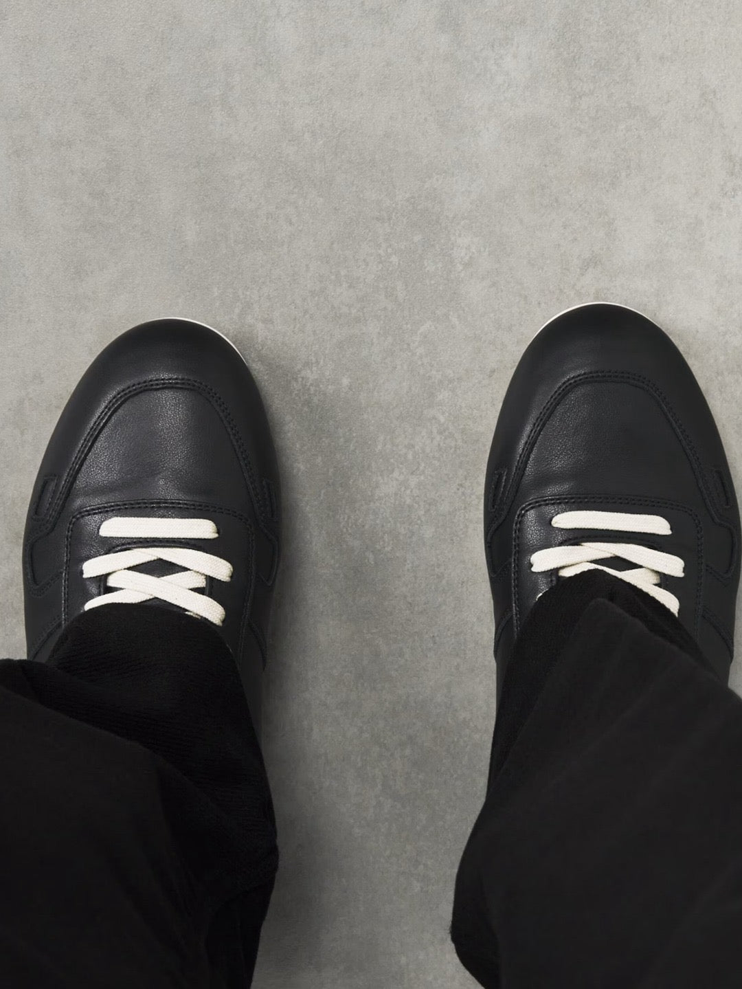 RICK OWENS - Leather Shoes - Minimal Sneak - AW25 - 911 BLACK/MILK/MILK