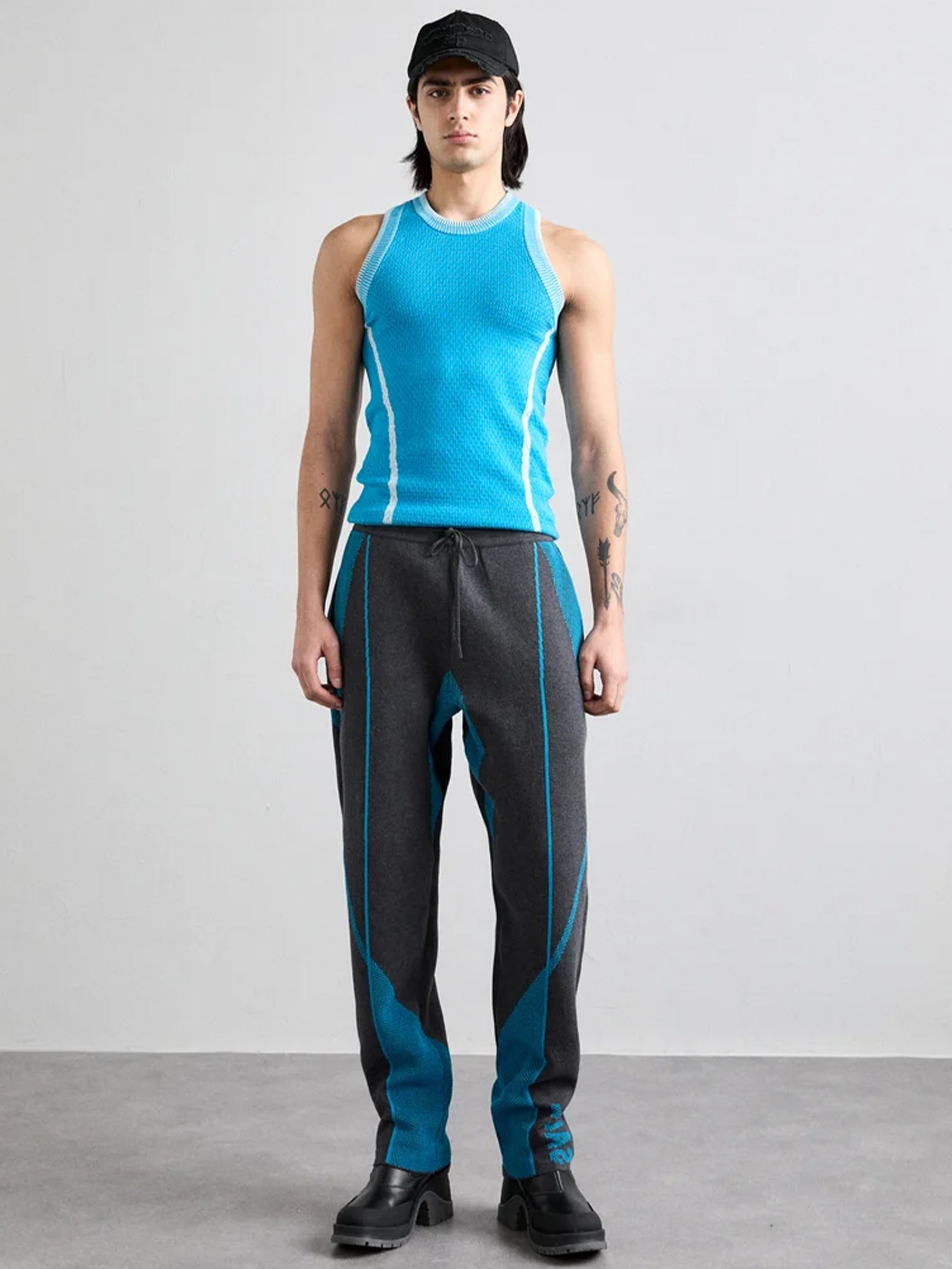 SAUL NASH Anthracite/Turquoise Pants - MACHINE-A