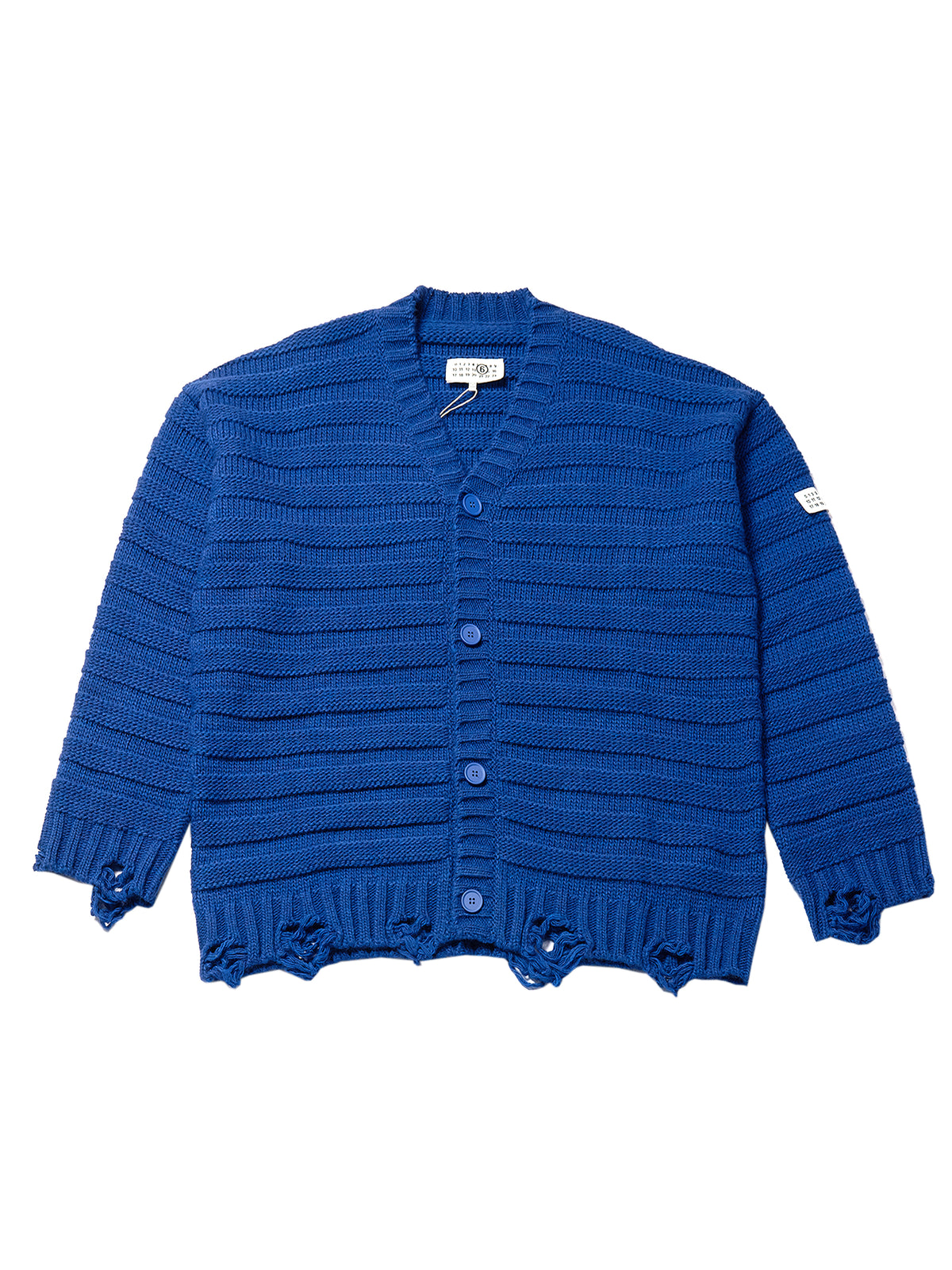 MM6 Maison Margiela Blue Distressed Cardigan