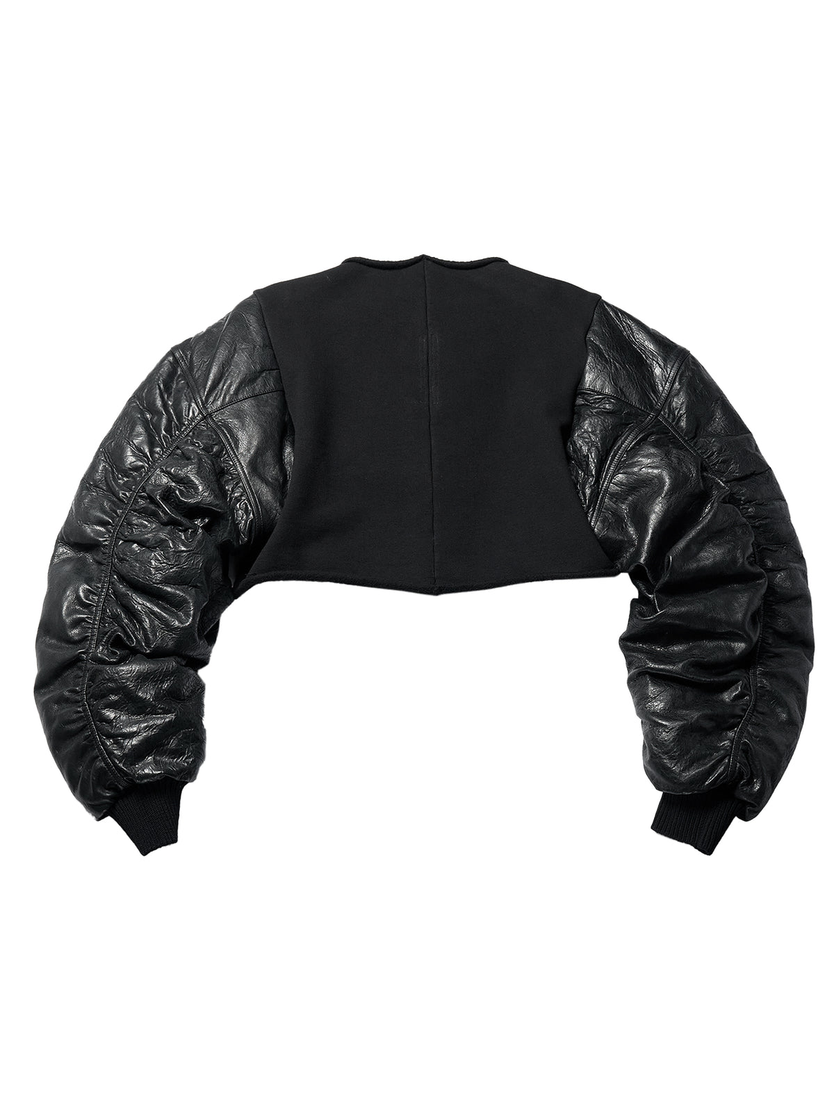 Rick Owens Black/Black Knit Sweatshirt With Leather Duvet Sleeves - Secchia Top