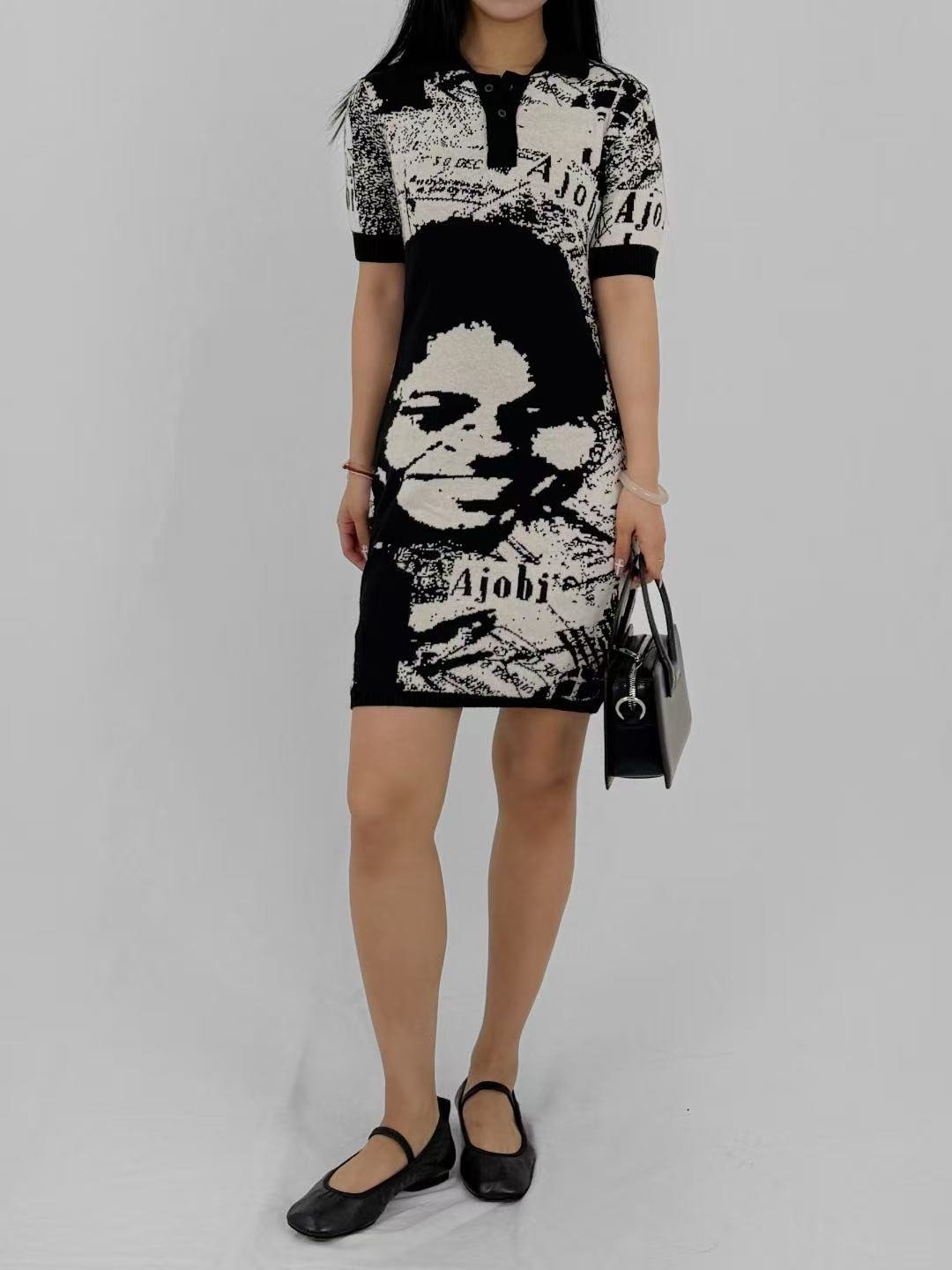 ABIGAIL AJOBI Black/White International Love Knit Dress