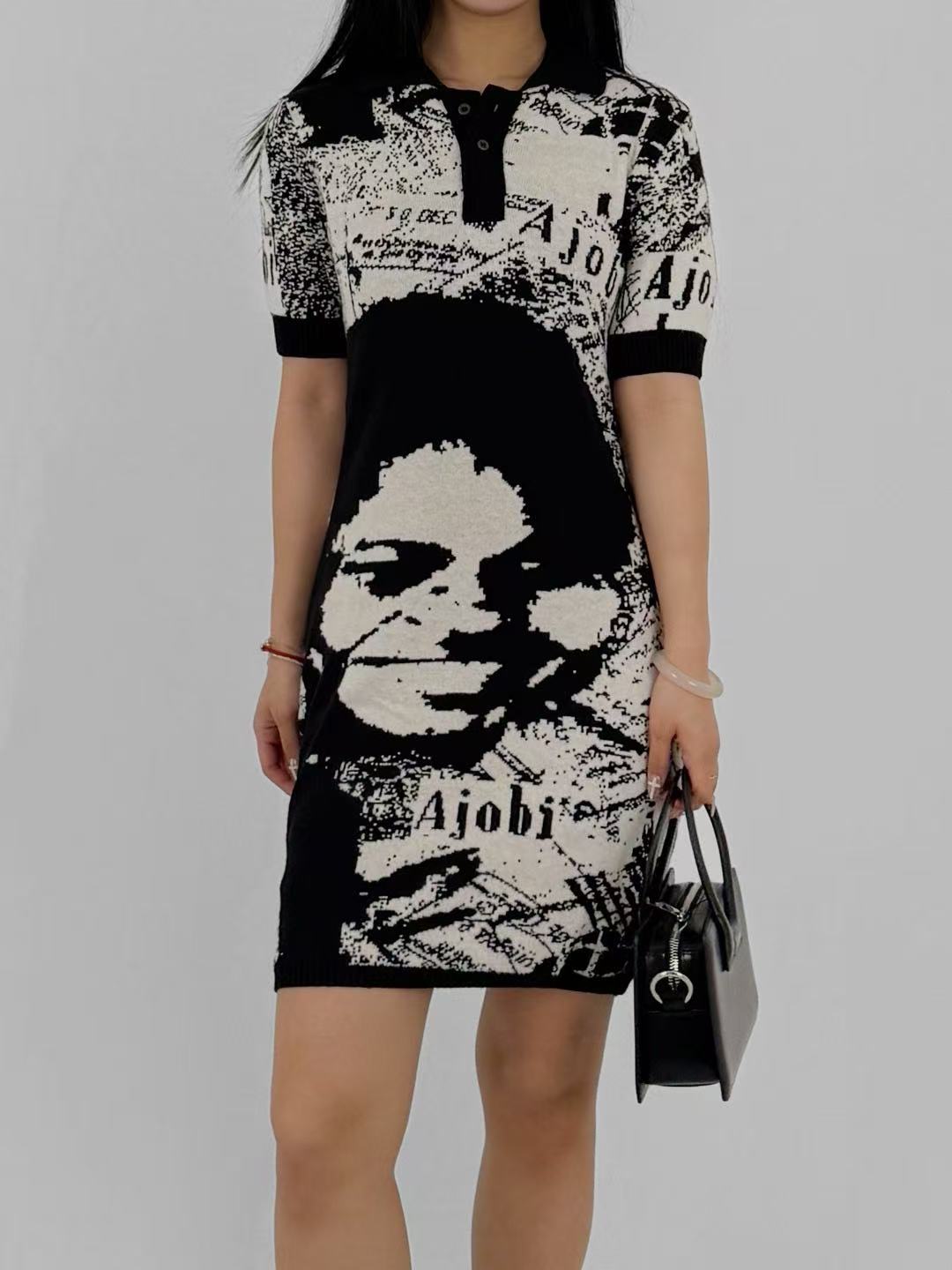 ABIGAIL AJOBI Black/White International Love Knit Dress