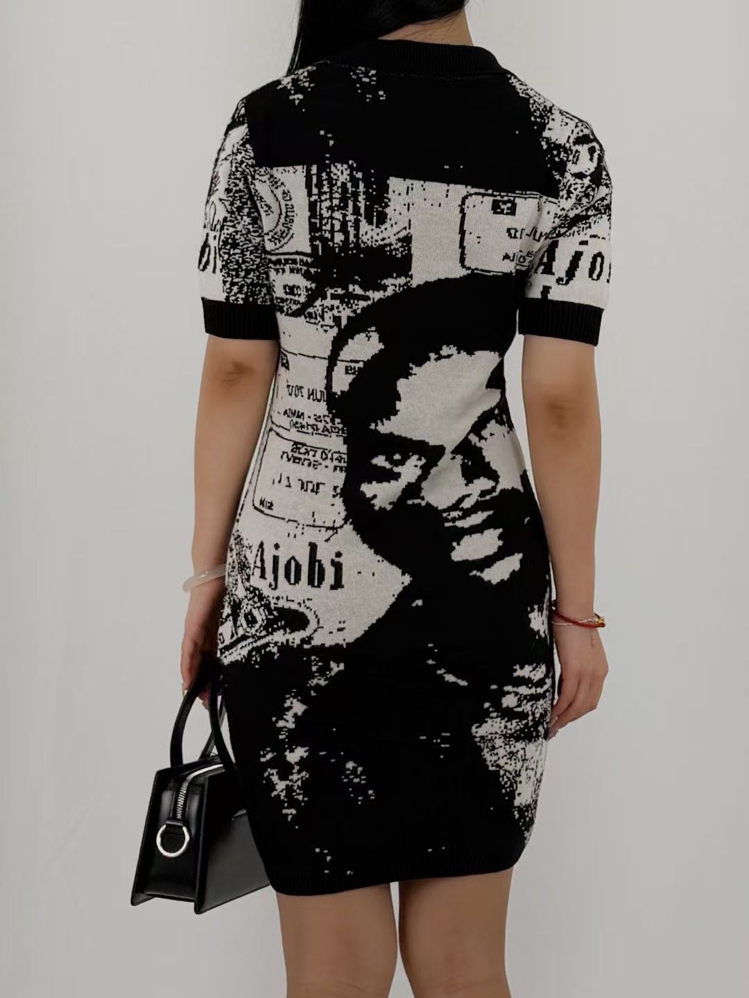 ABIGAIL AJOBI Black/White International Love Knit Dress