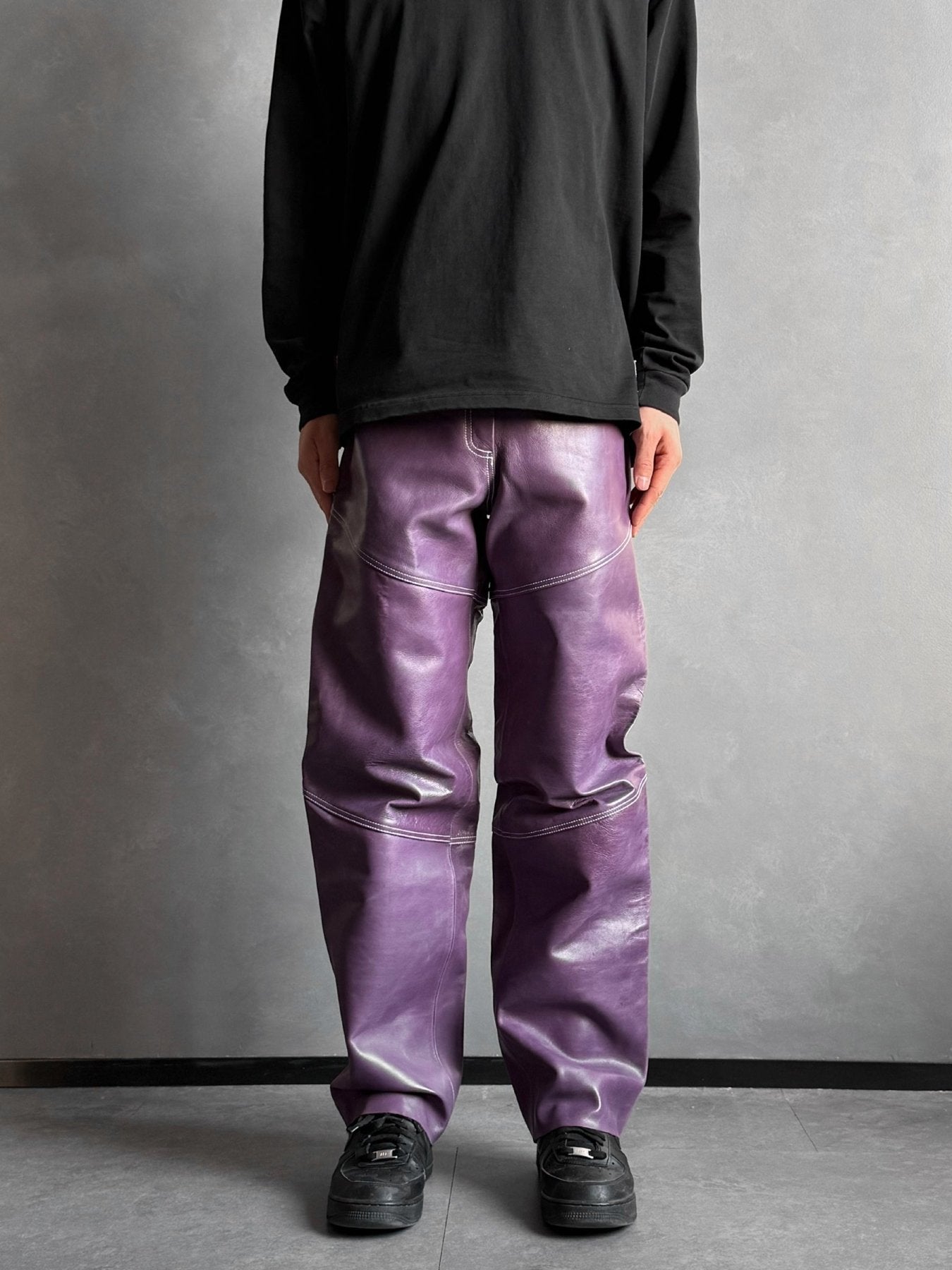 ABIGAIL AJOBI Blue Purple No Bi Kaki Leather Trousers