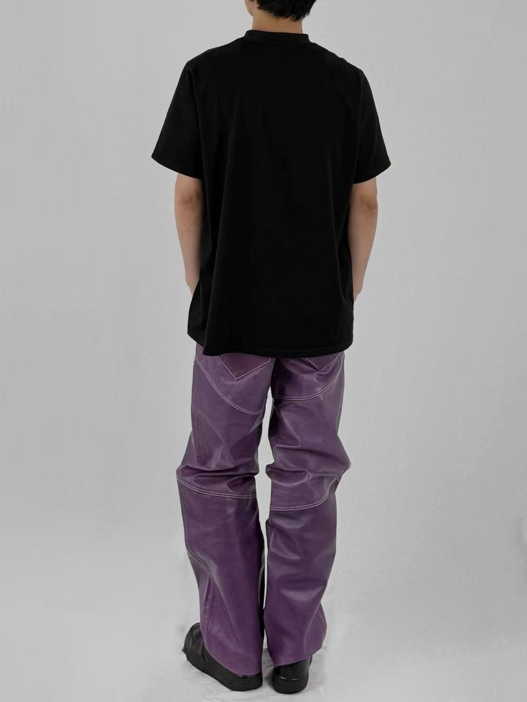 ABIGAIL AJOBI Blue Purple No Bi Kaki Leather Trousers