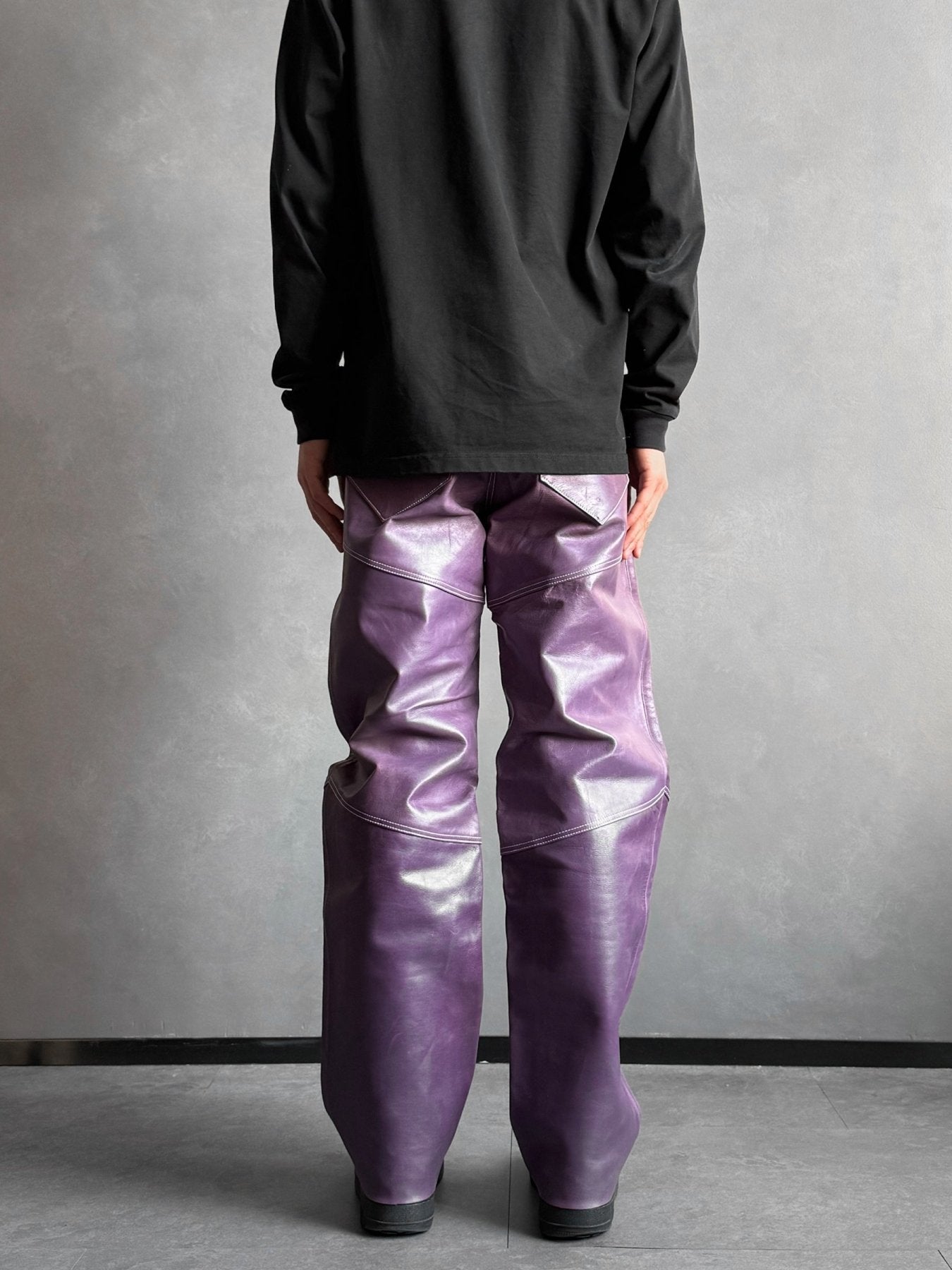 ABIGAIL AJOBI Blue Purple No Bi Kaki Leather Trousers