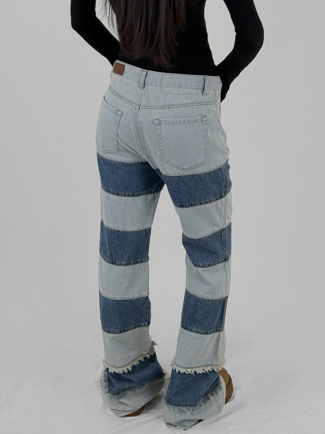 ANDERSSON BELL Washed Blue Mens Pre (Women) Mahina Blocking Patchw Jeans