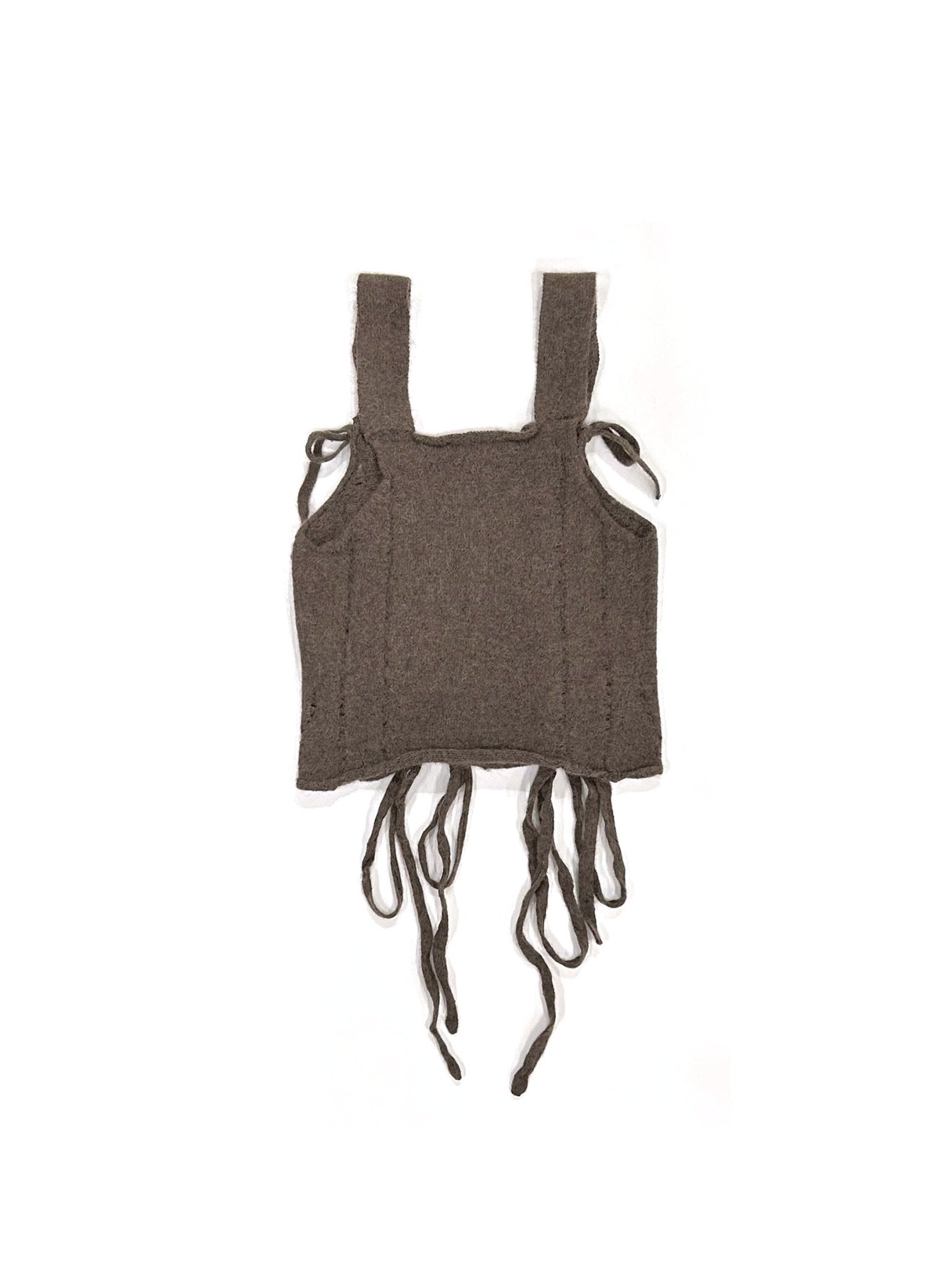 ANN DEMEULEMEESTER - Alwina Cropped Knitted Slip Top With Laced Up Deta - AW25 - BEAVER