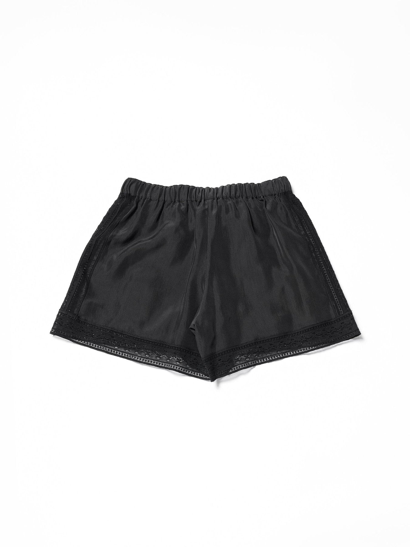 Ann Demeulemeester Black Anda Boxer With Lace Border Satin Washed Silk