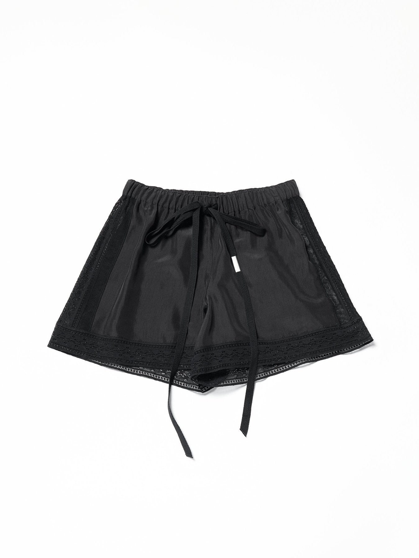 Ann Demeulemeester Black Anda Boxer With Lace Border Satin Washed Silk