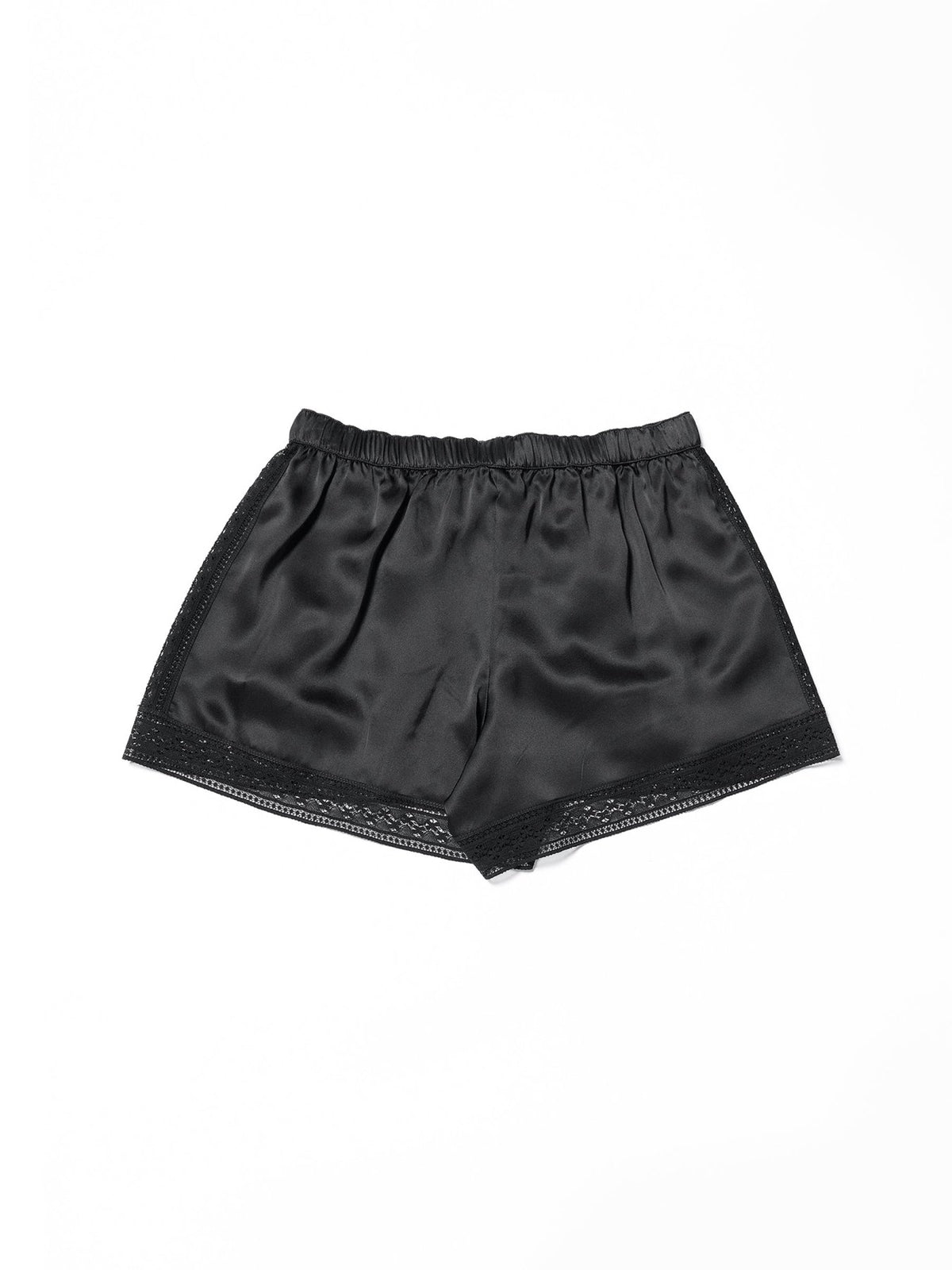 Ann Demeulemeester Black Ante Boxer With Lace Border Peach Silk Habotai aw