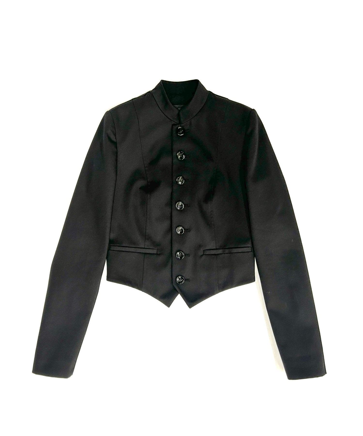 Ann Demeulemeester Black Bab Stand Collar Blouson Cotton Twill