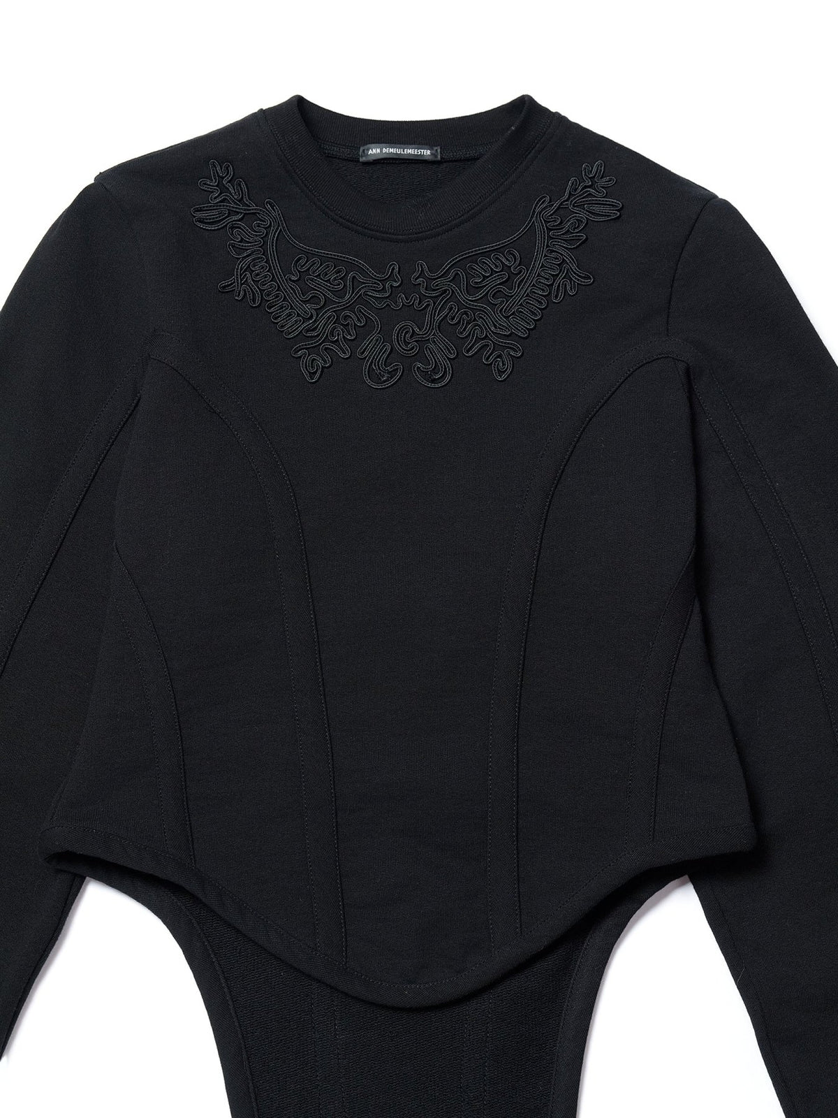 Ann Demeulemeester Black Bedina Slim Fit Cropped Crew Neck Sweatshirt With
