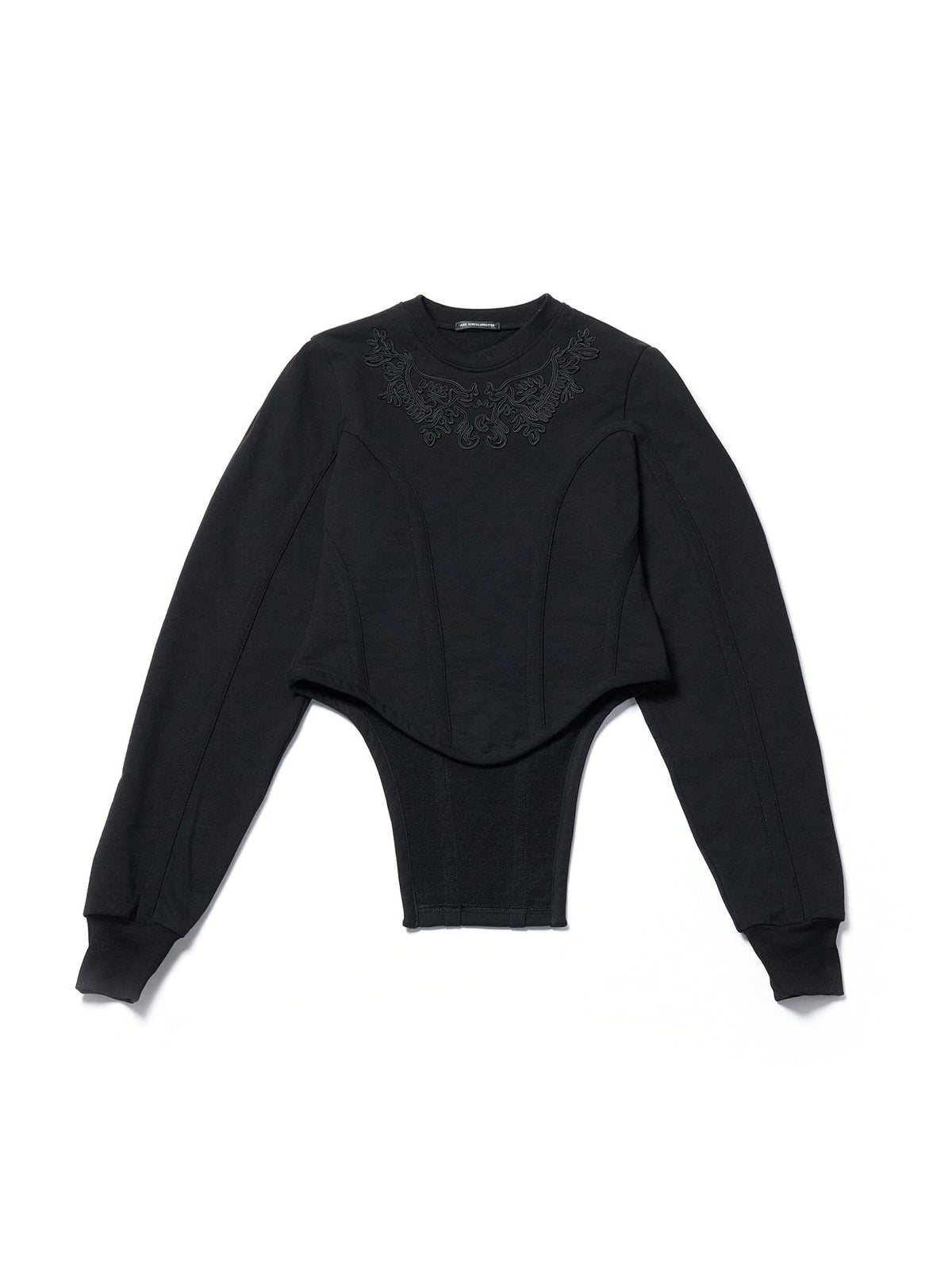 Ann Demeulemeester Black Bedina Slim Fit Cropped Crew Neck Sweatshirt With