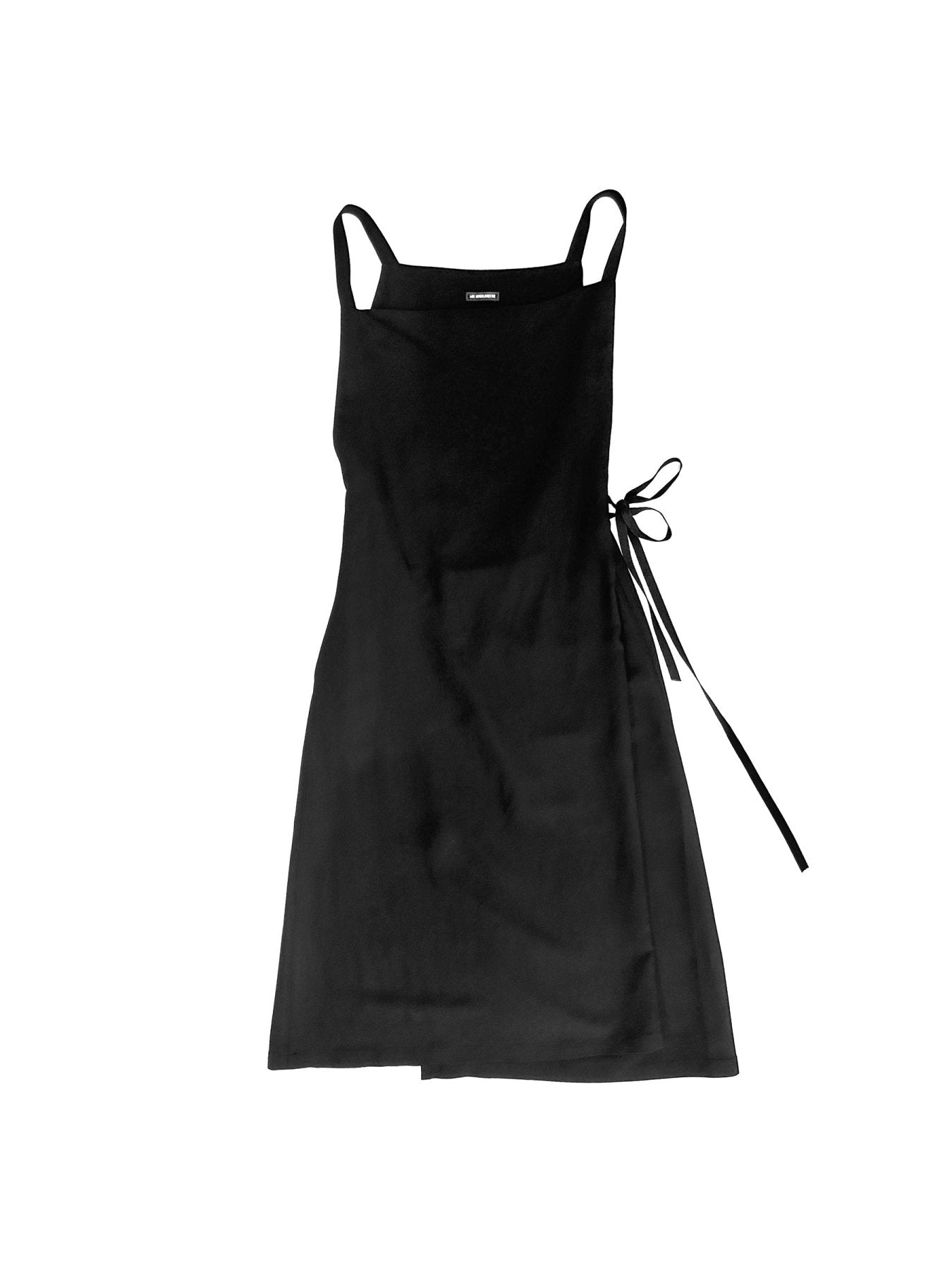 Ann Demeulemeester Black Desi Midi Apron Wrap Dress Viscose Calico