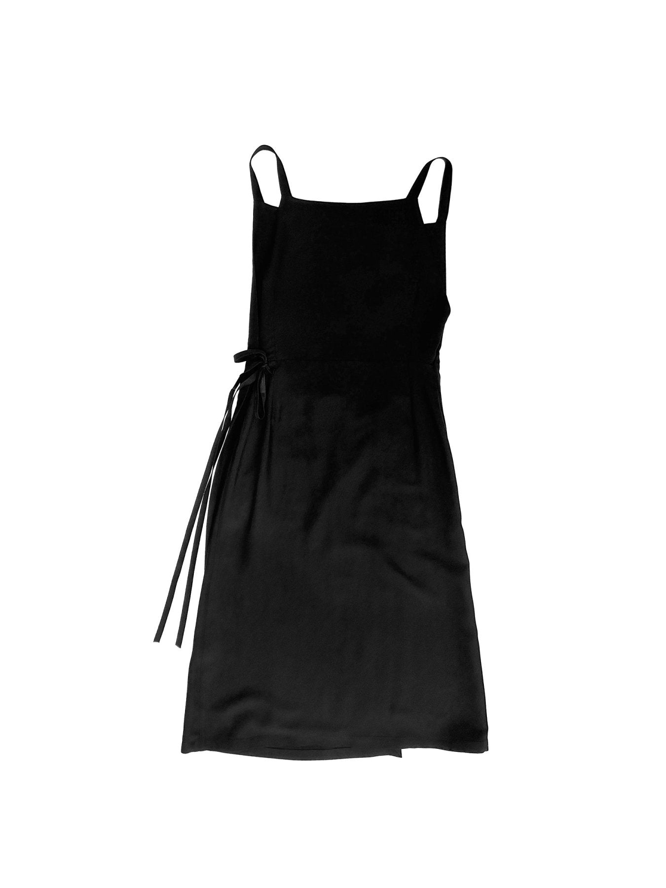 Ann Demeulemeester Black Desi Midi Apron Wrap Dress Viscose Calico