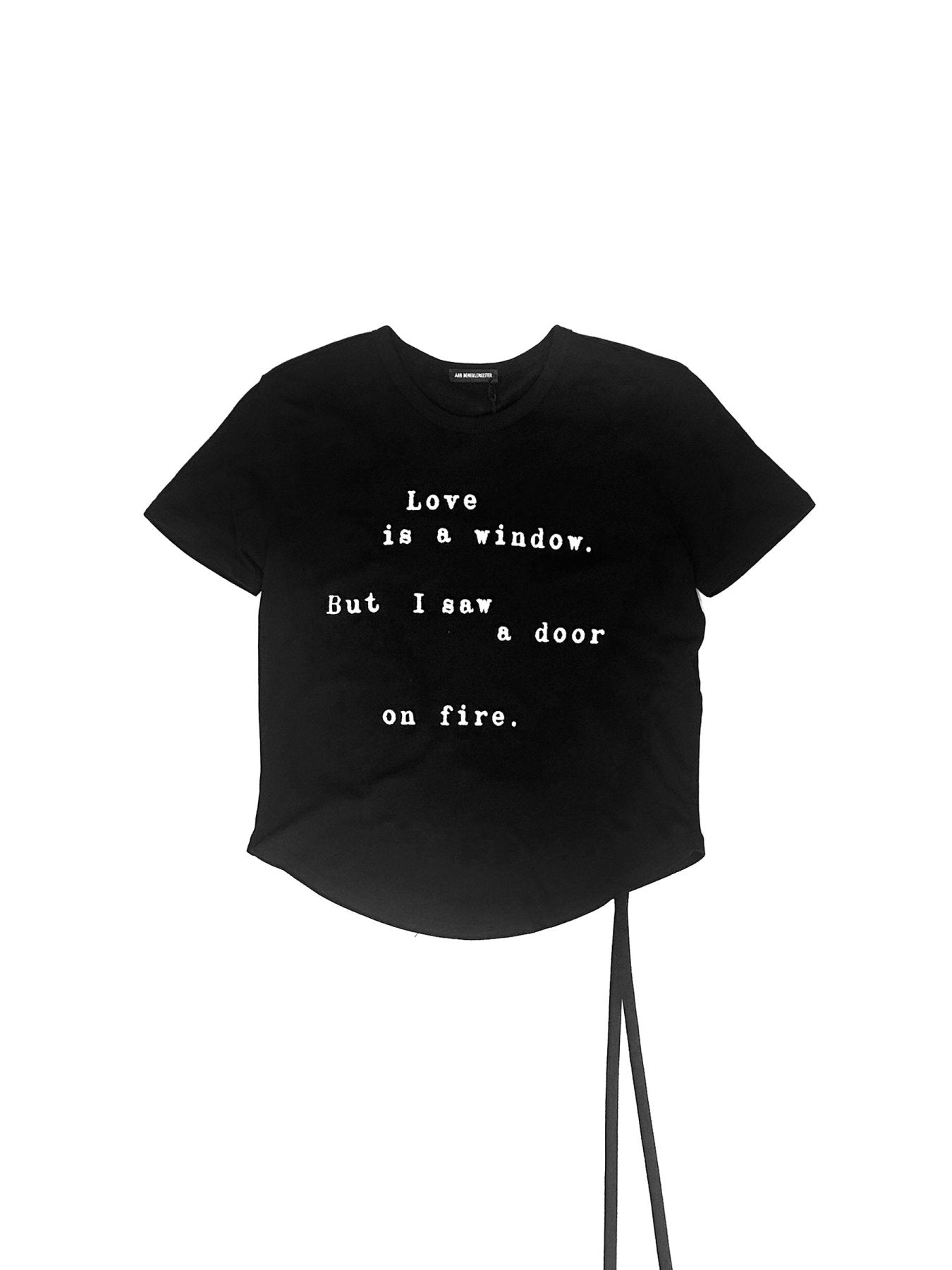 Ann Demeulemeester Black Floor Micro T Shirt With Love Is A Window Print