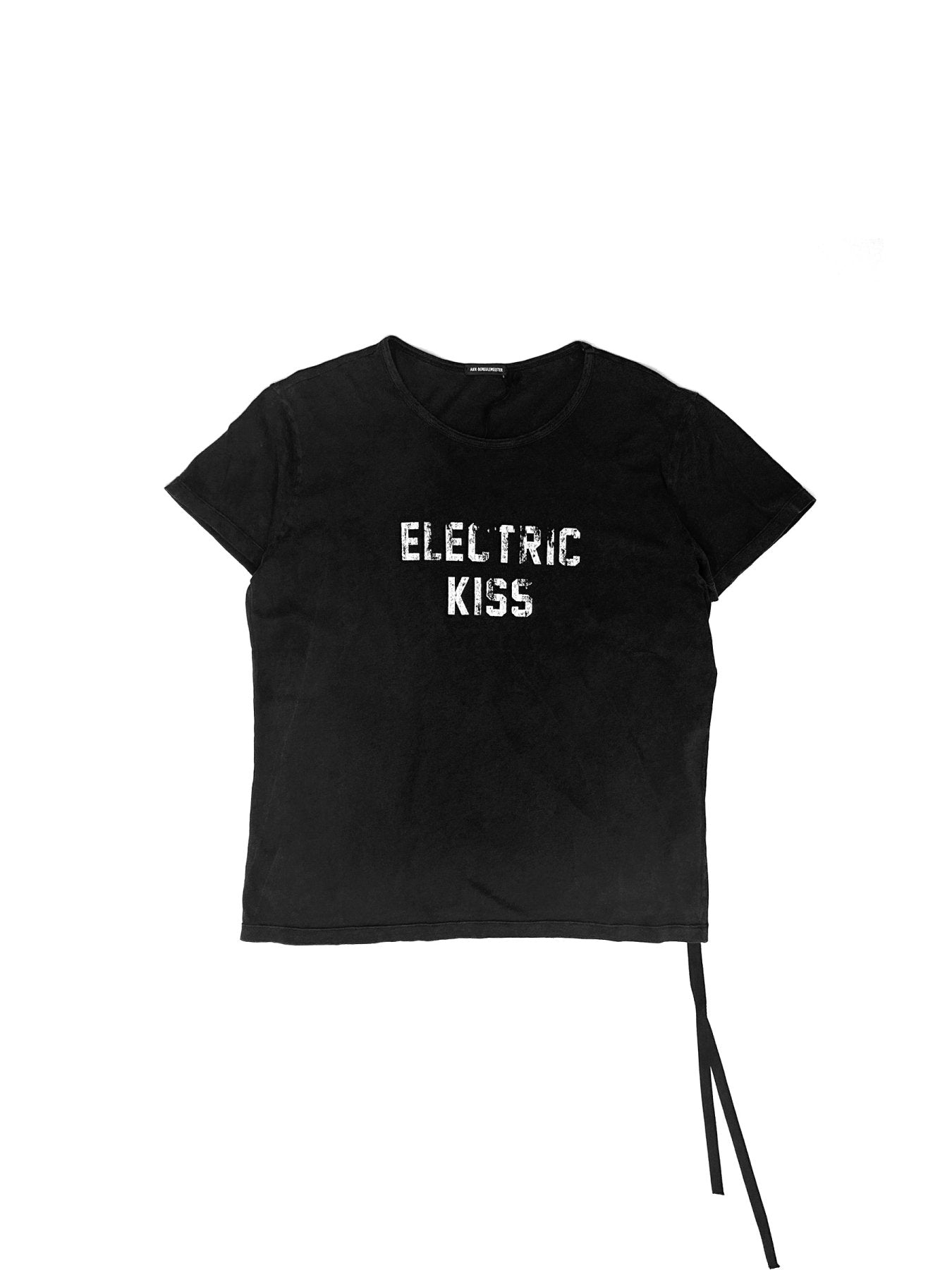 Ann Demeulemeester Black Idar Cropped Standard Fit T Shirt With Electric K