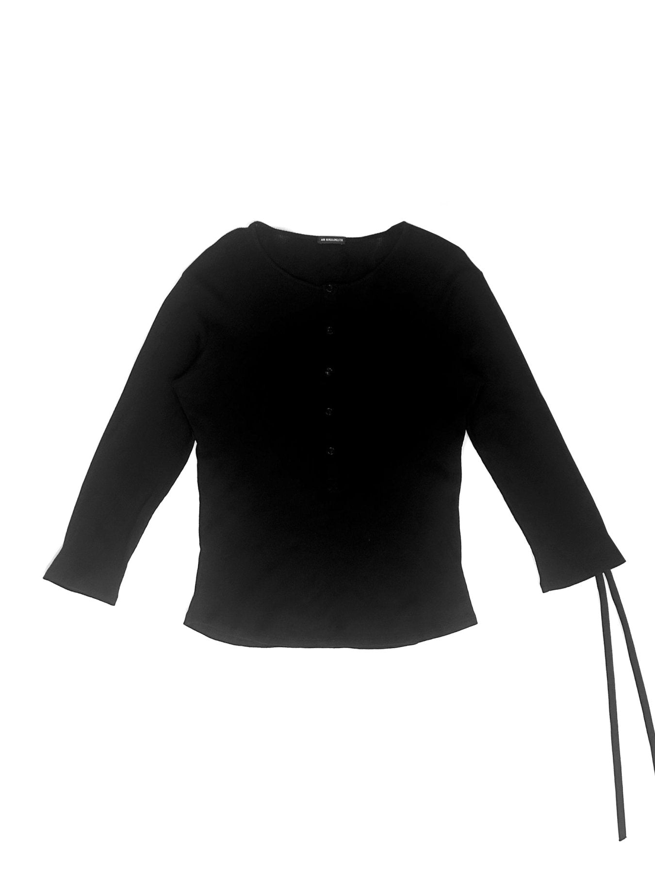 Ann Demeulemeester Black Ilyas Serafino Top Cotton Rib Jersey