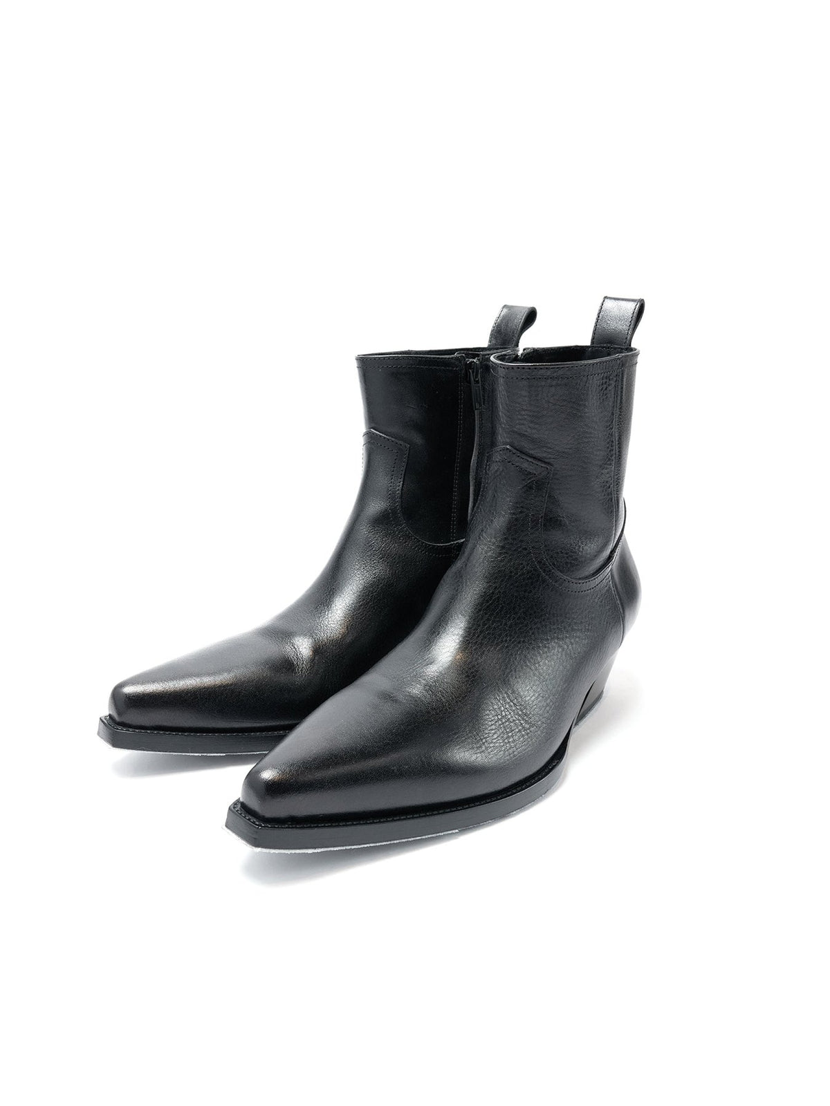 Ann Demeulemeester Black Imme Pointy Ankle Boots Semy Gloss Leather
