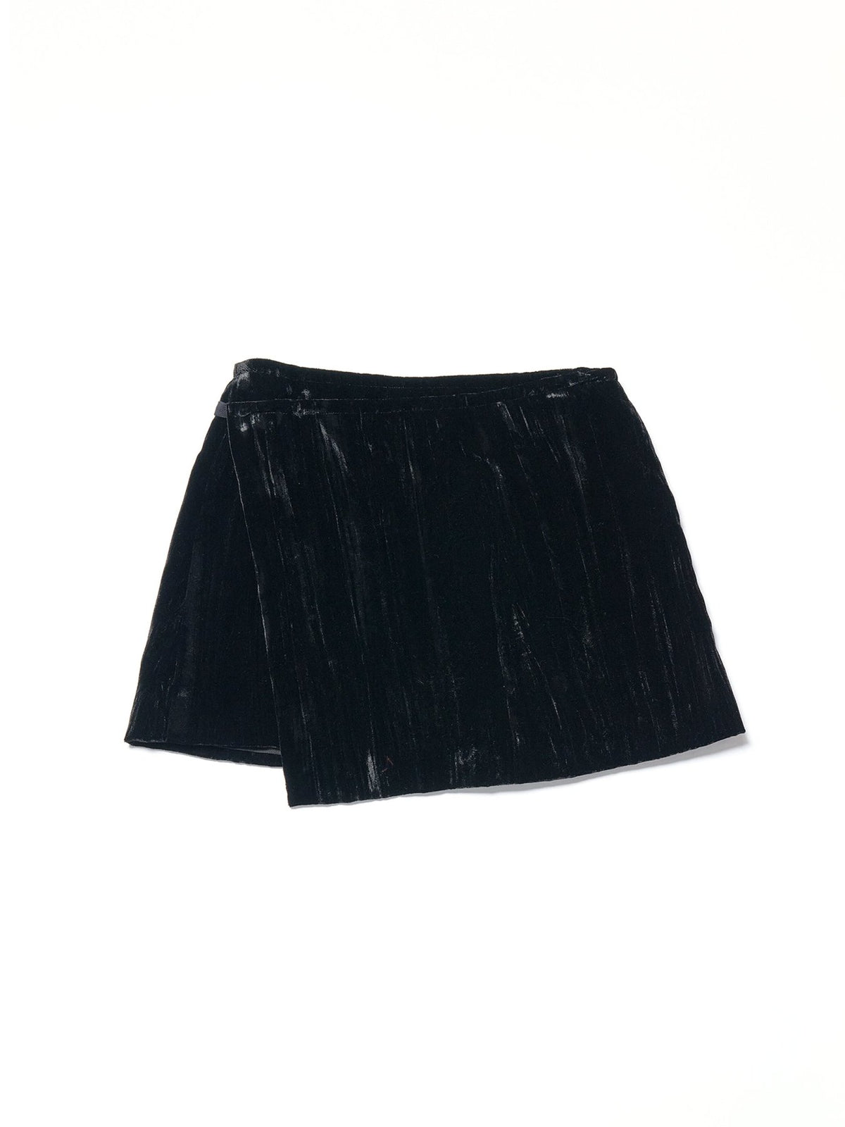 Ann Demeulemeester Black Jolien Mini Wrap Skirt Froisse Velvet