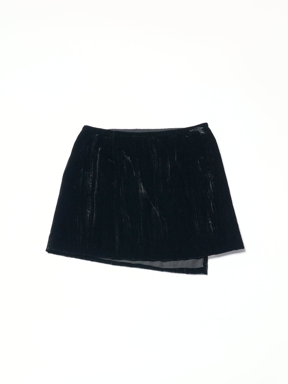Ann Demeulemeester Black Jolien Mini Wrap Skirt Froisse Velvet