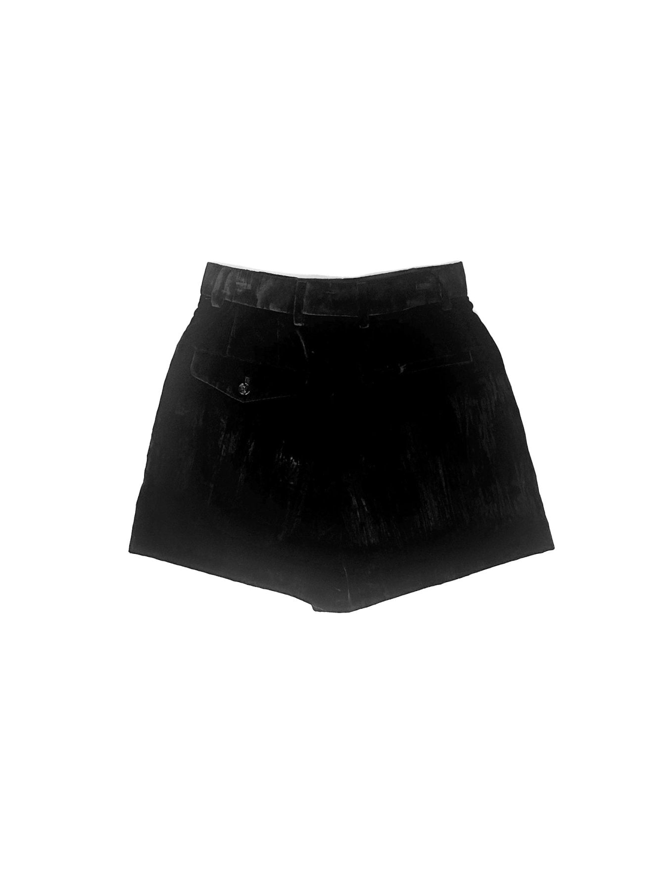 Ann Demeulemeester Black Stine High Waist Tailored Shorts Froisse Velvet