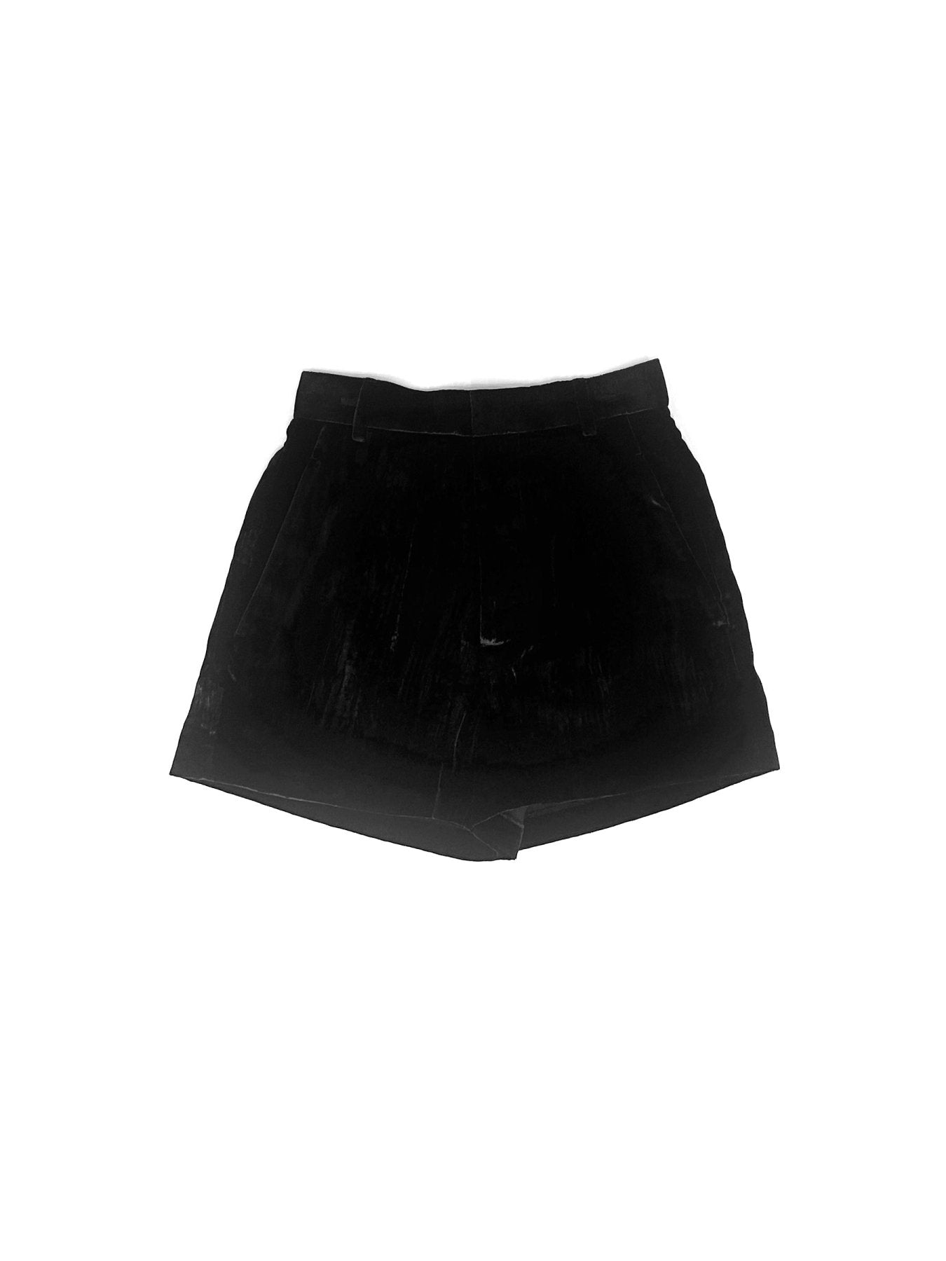 Ann Demeulemeester Black Stine High Waist Tailored Shorts Froisse Velvet