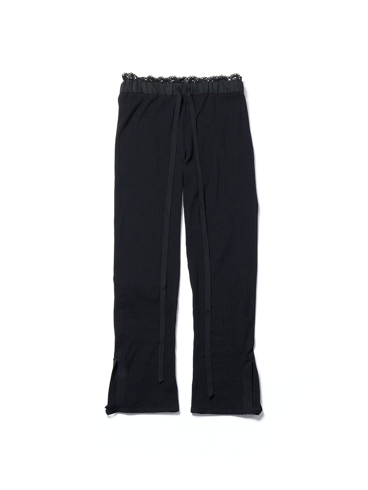 Ann Demeulemeester Black Tahira Longjohns Pointelle Jersey Rib