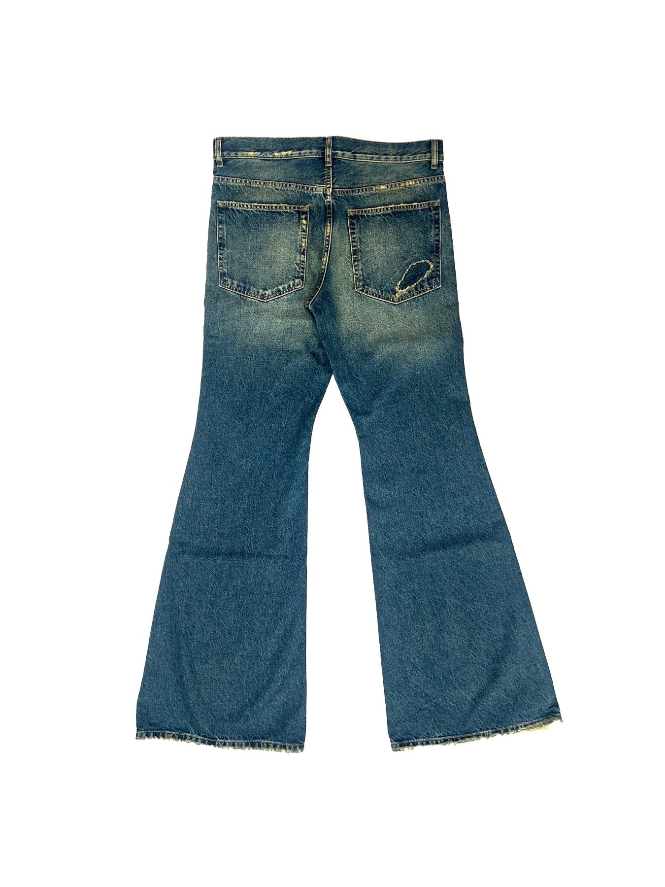 Ann Demeulemeester Blue Hamo 5 Pockets Slim Fit Bootcut Trousers Distresse