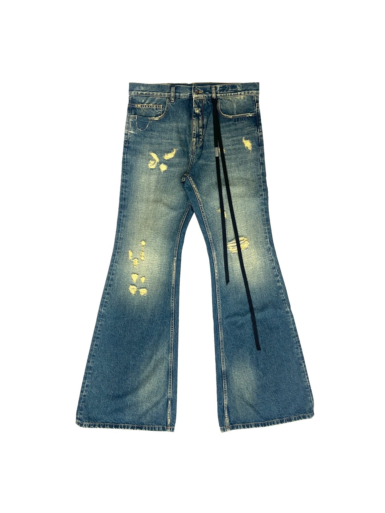 Ann Demeulemeester Blue Hamo 5 Pockets Slim Fit Bootcut Trousers Distresse