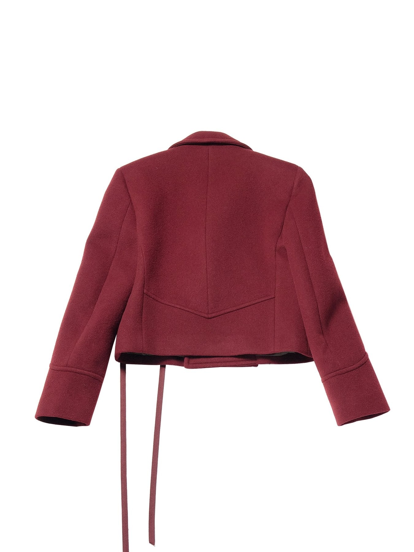 Ann Demeulemeester Burgundy Dalmar Double Breasted Short Caban Beaver Wool Coa
